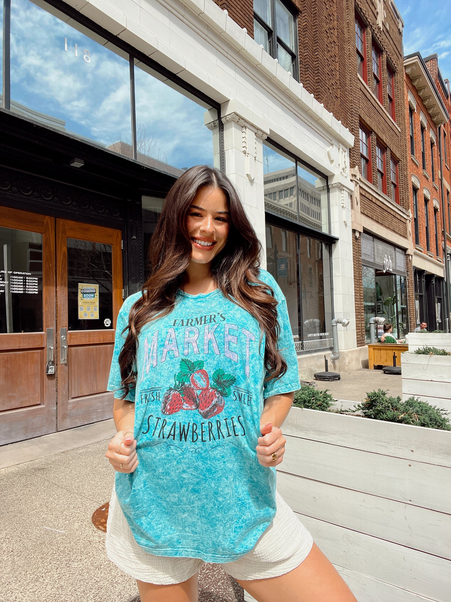 Farmers Market Washed Teal Graphic Tee