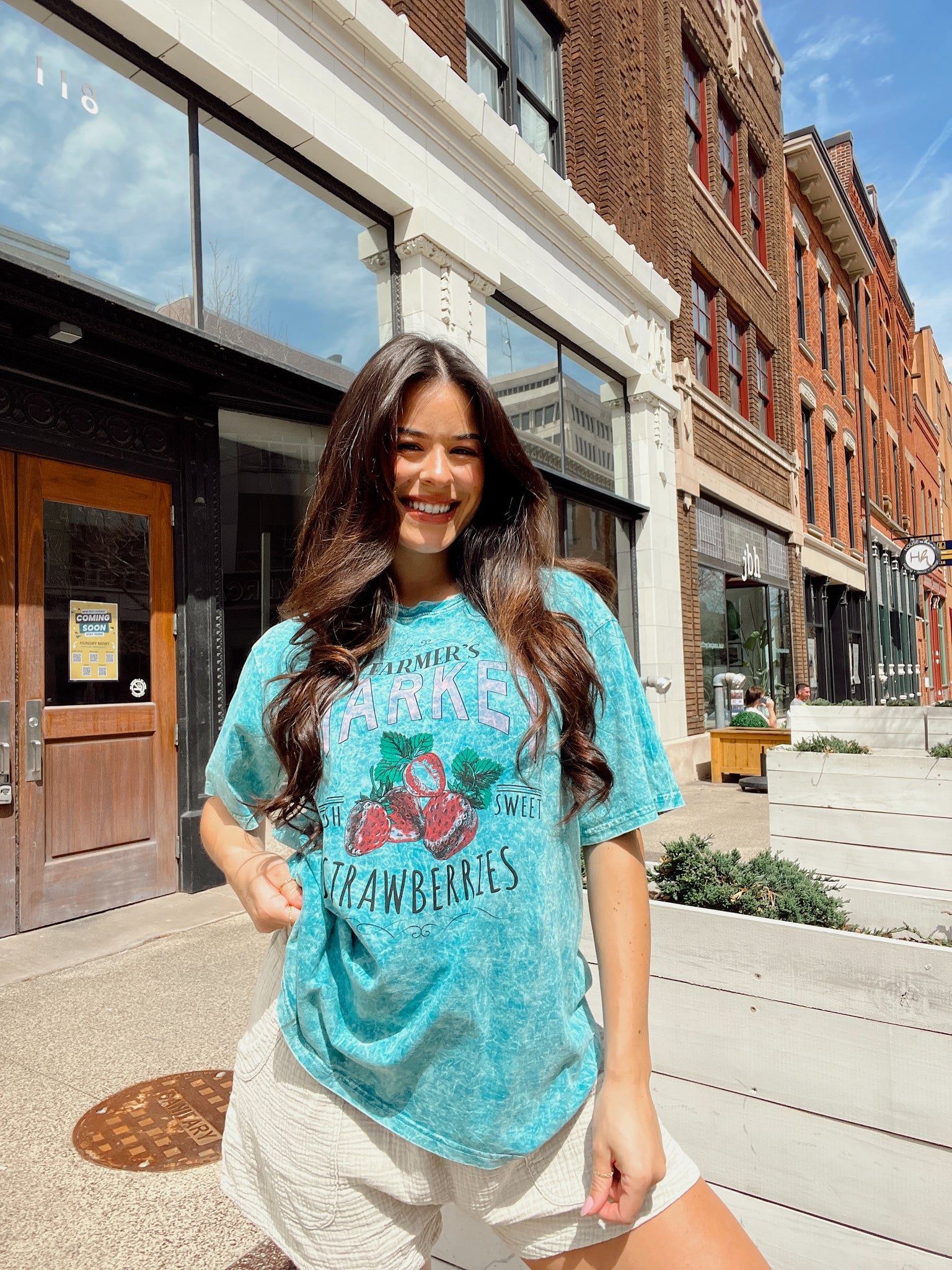 Farmers Market Washed Teal Graphic Tee