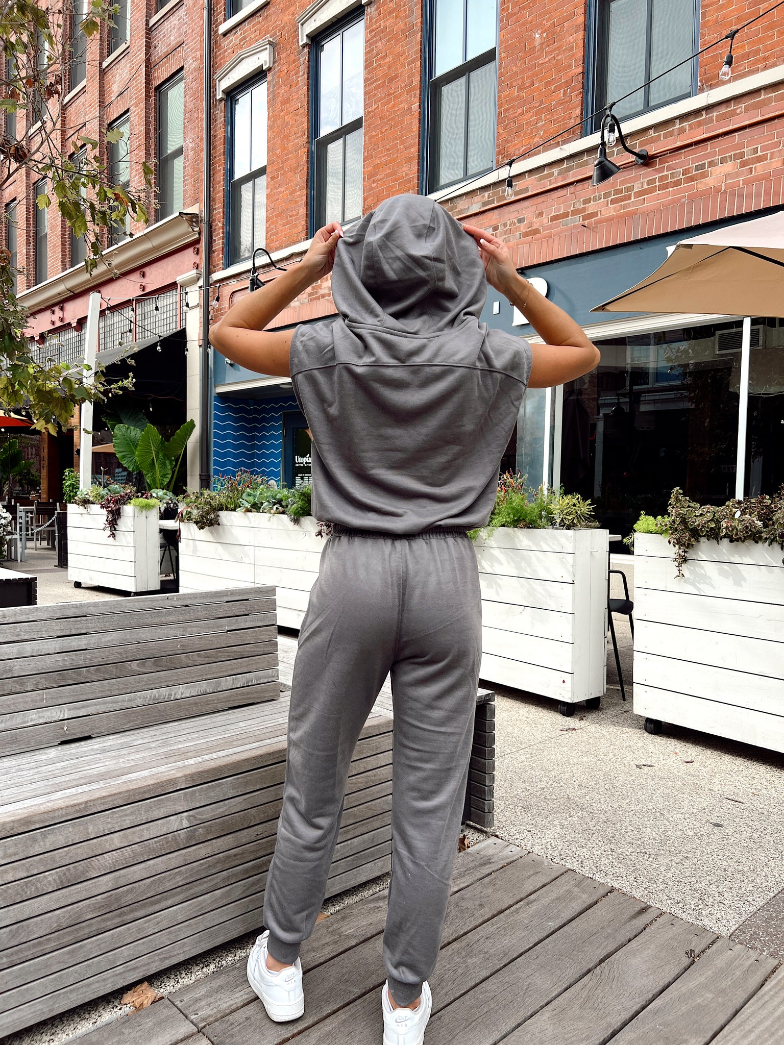 It Girl Charcoal Hooded Jumpsuit