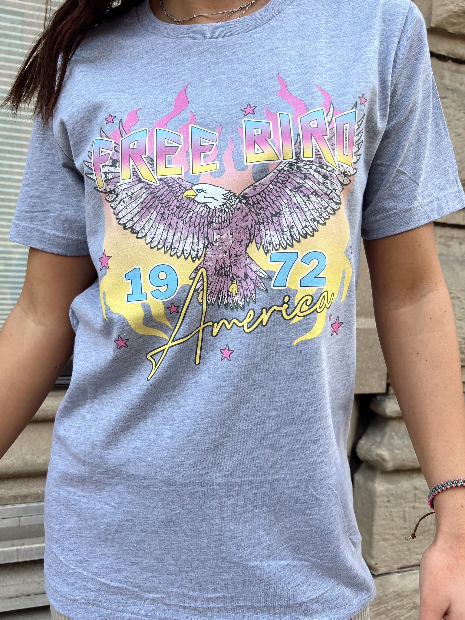Free Bird Retro Heather Grey T-Shirt