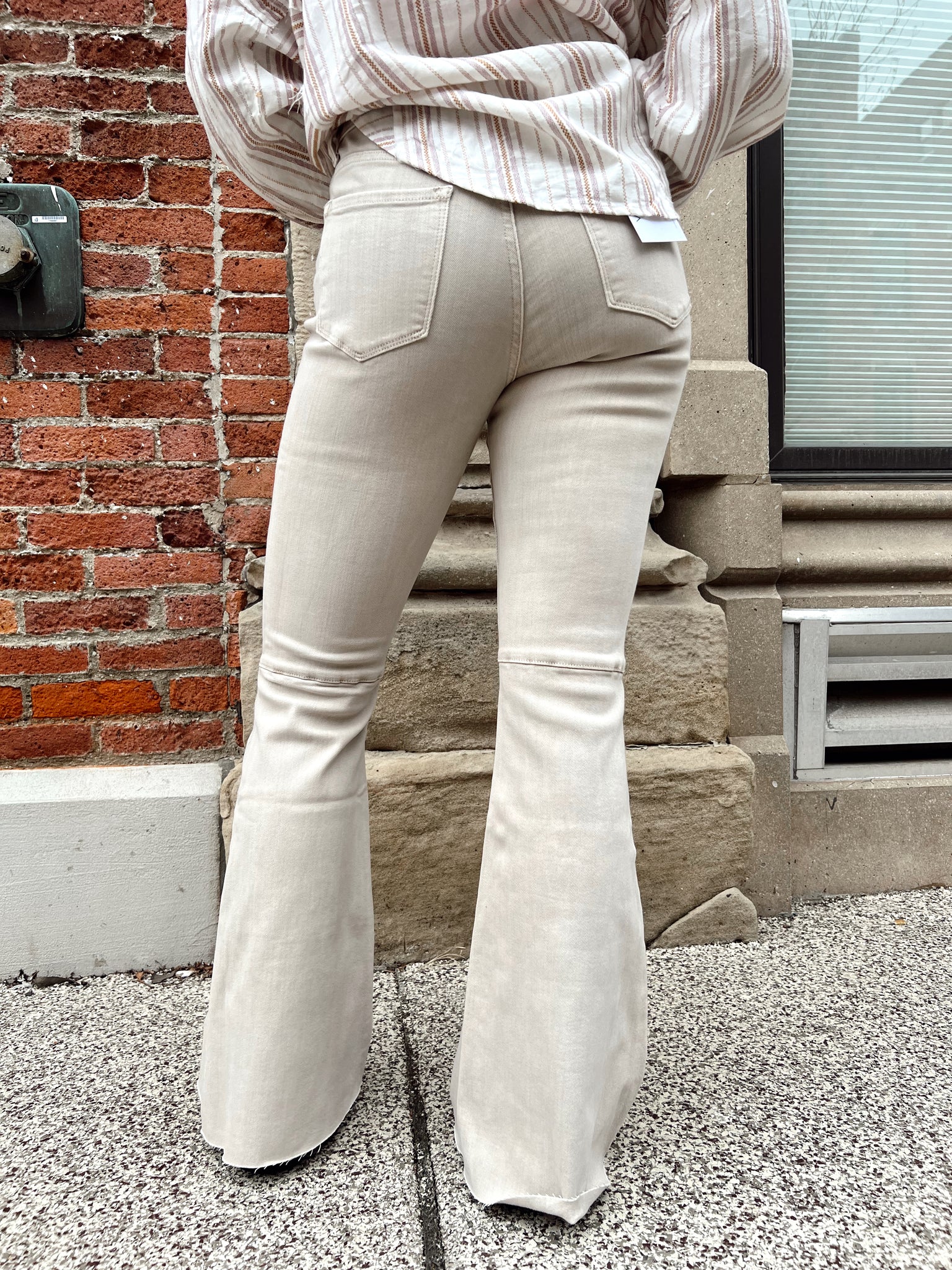 Fool Proof Beige High Rise Flares