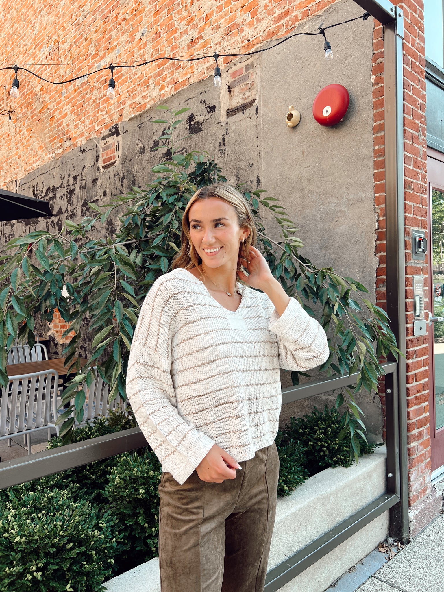 New School Ivory Striped Sweater