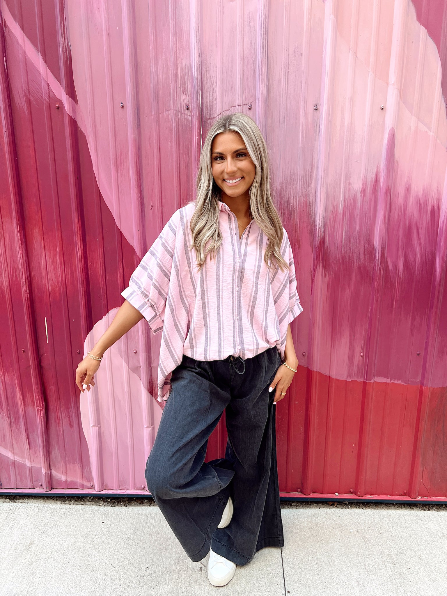 Sunset Stroll Pink Button Up
