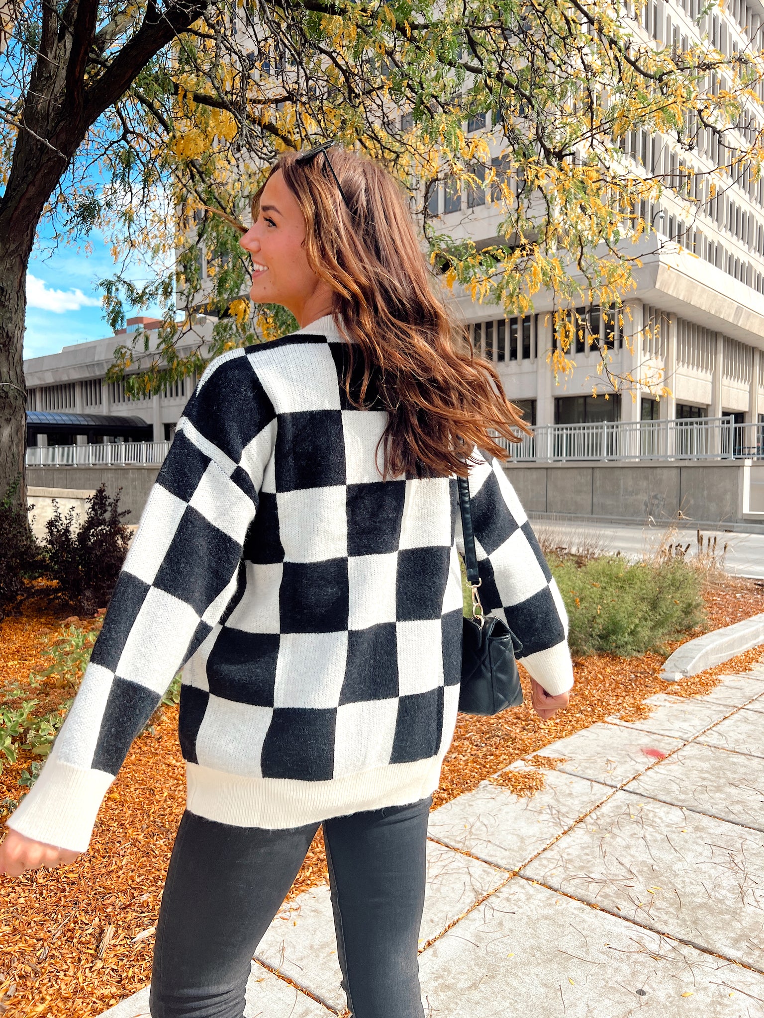 Full Throttle Black Checkered Sweater