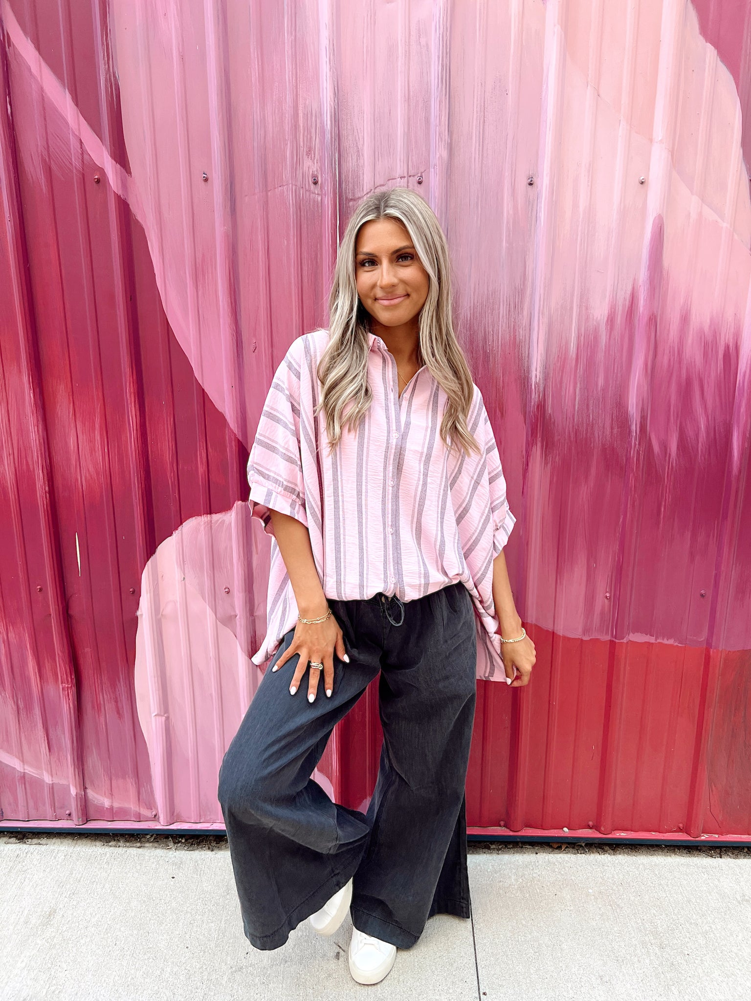 Sunset Stroll Pink Button Up