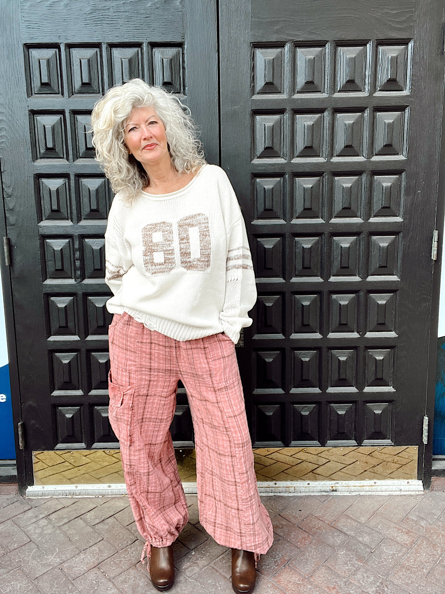 Gracie Mauve Plaid Joggers