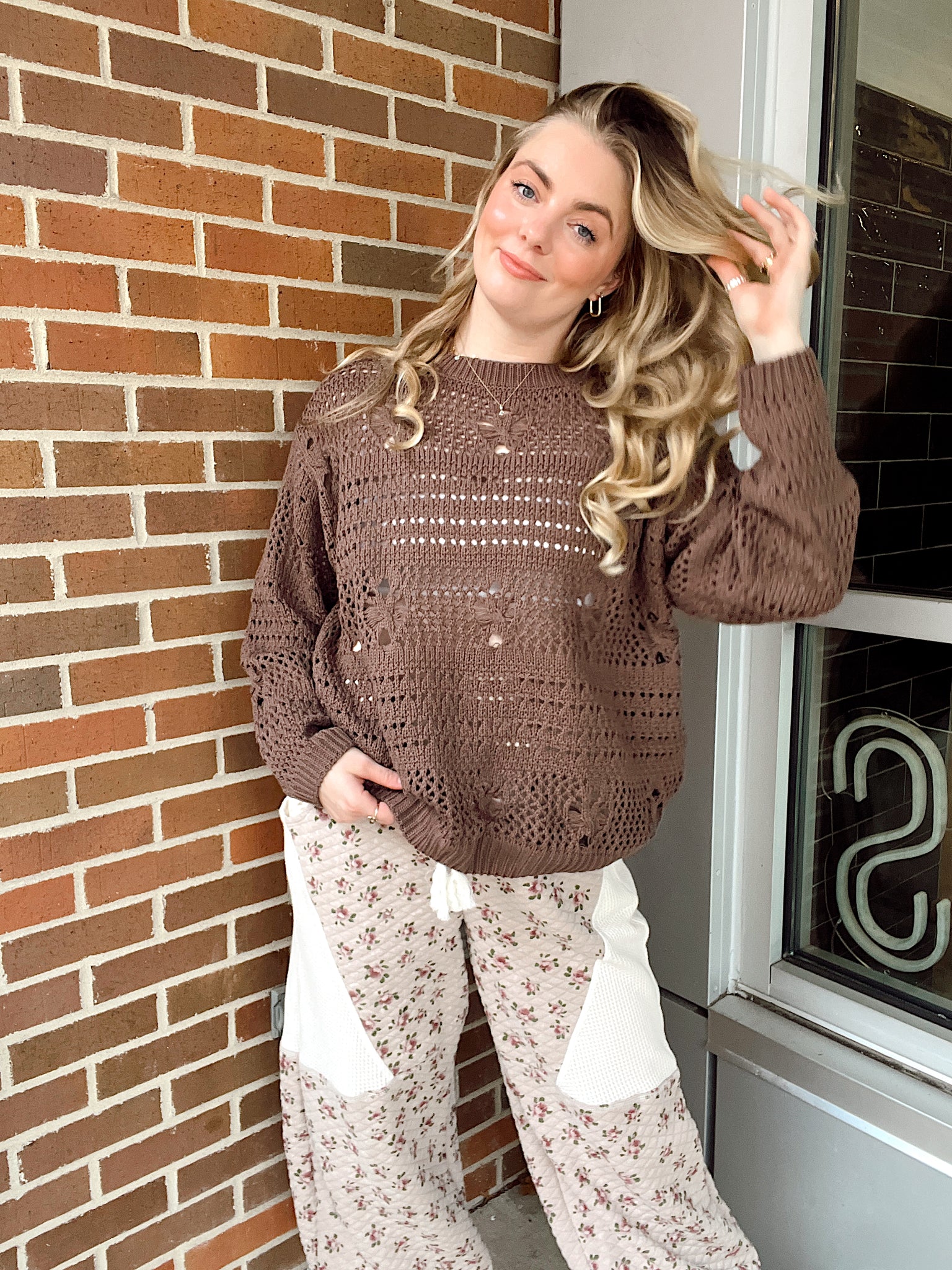 Madison Open Weave Mocha Sweater