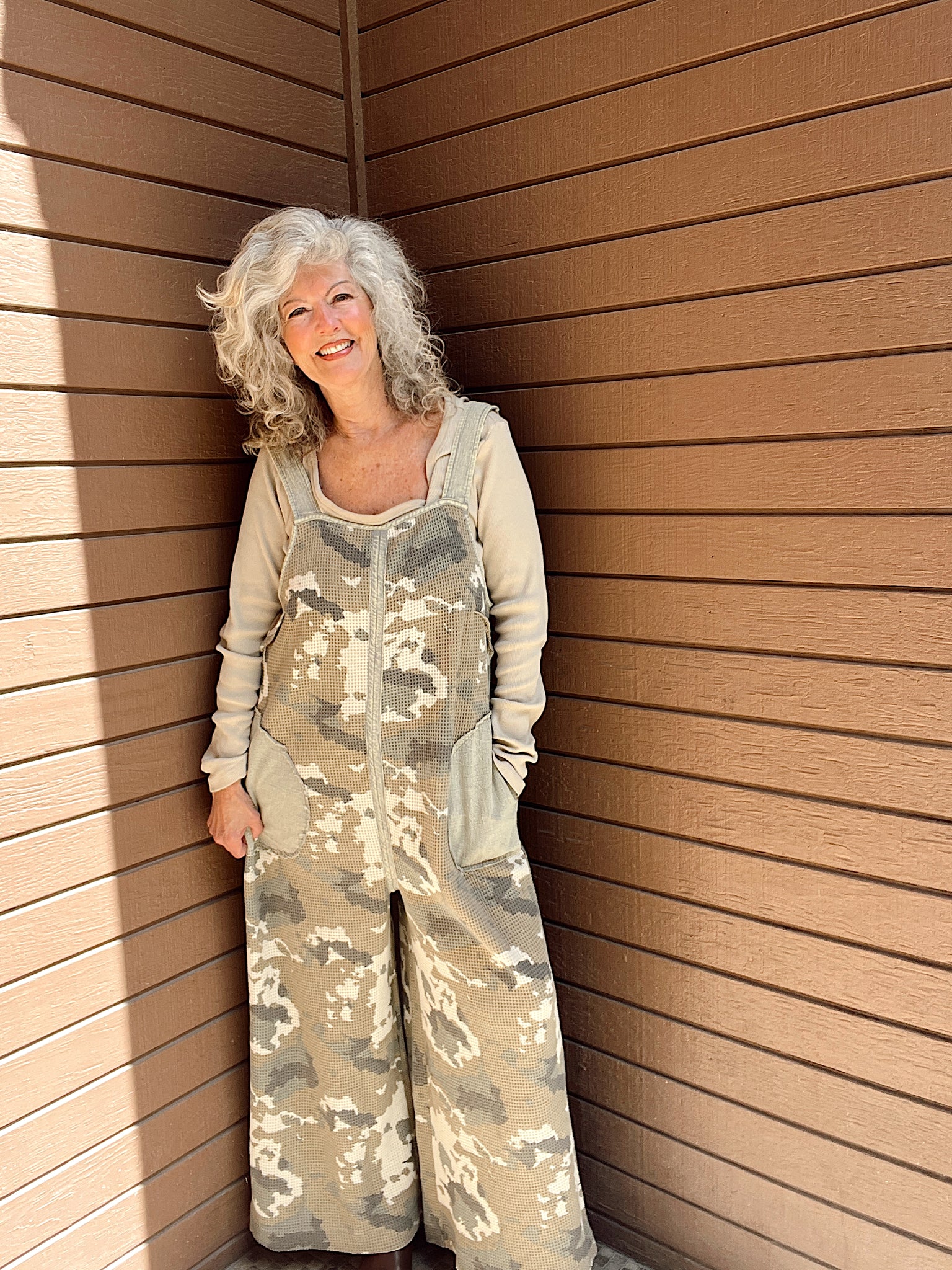 Camoflauge Waffle Knit Jumpsuit