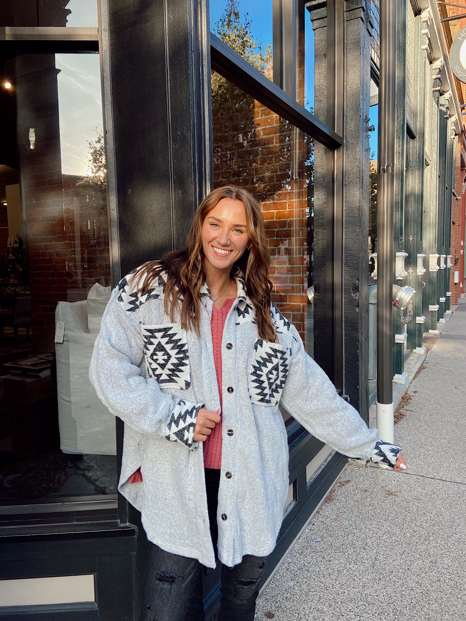 Soul Searcher Grey Aztec Shacket