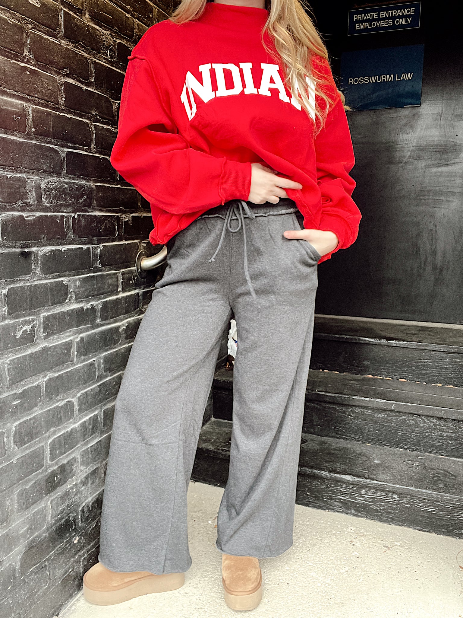 Call Me By Your Name Wide Leg Sweats Charcoal