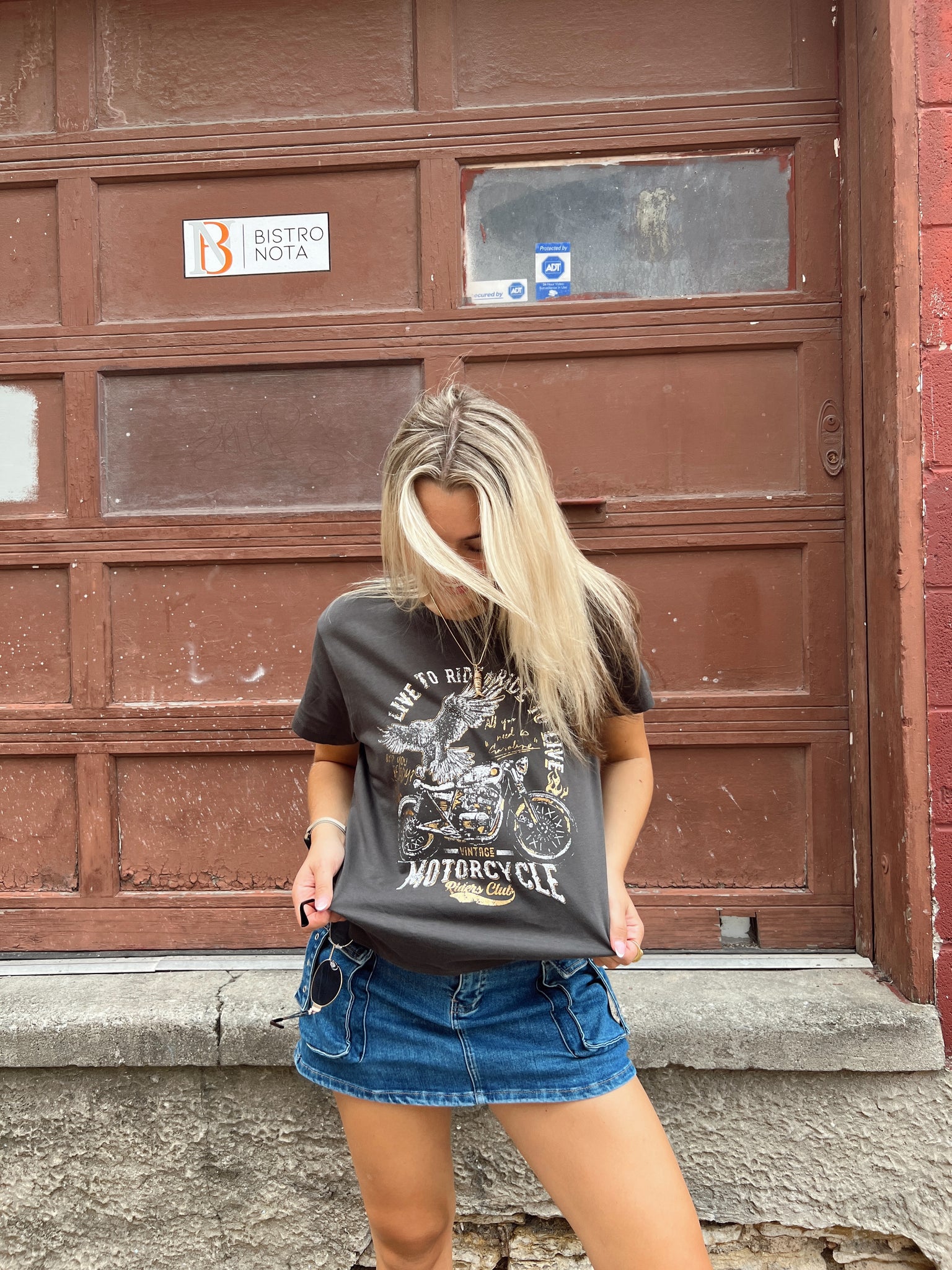 Vintage Motorcycle Black Cropped tee