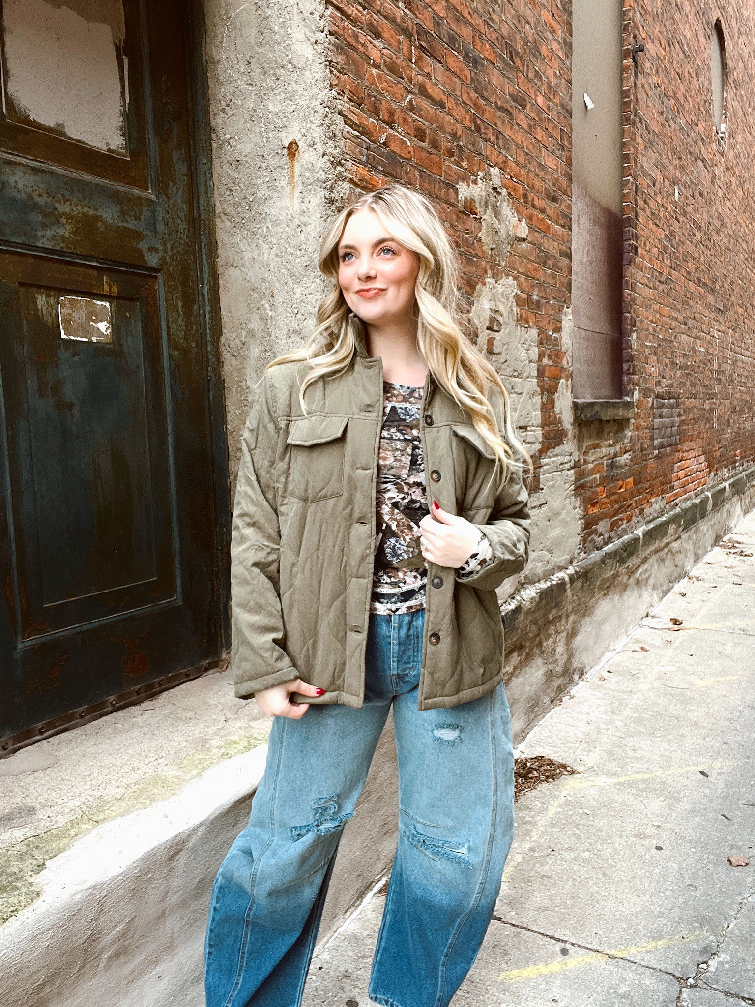 Holly Jolly Olive Quilted Jacket