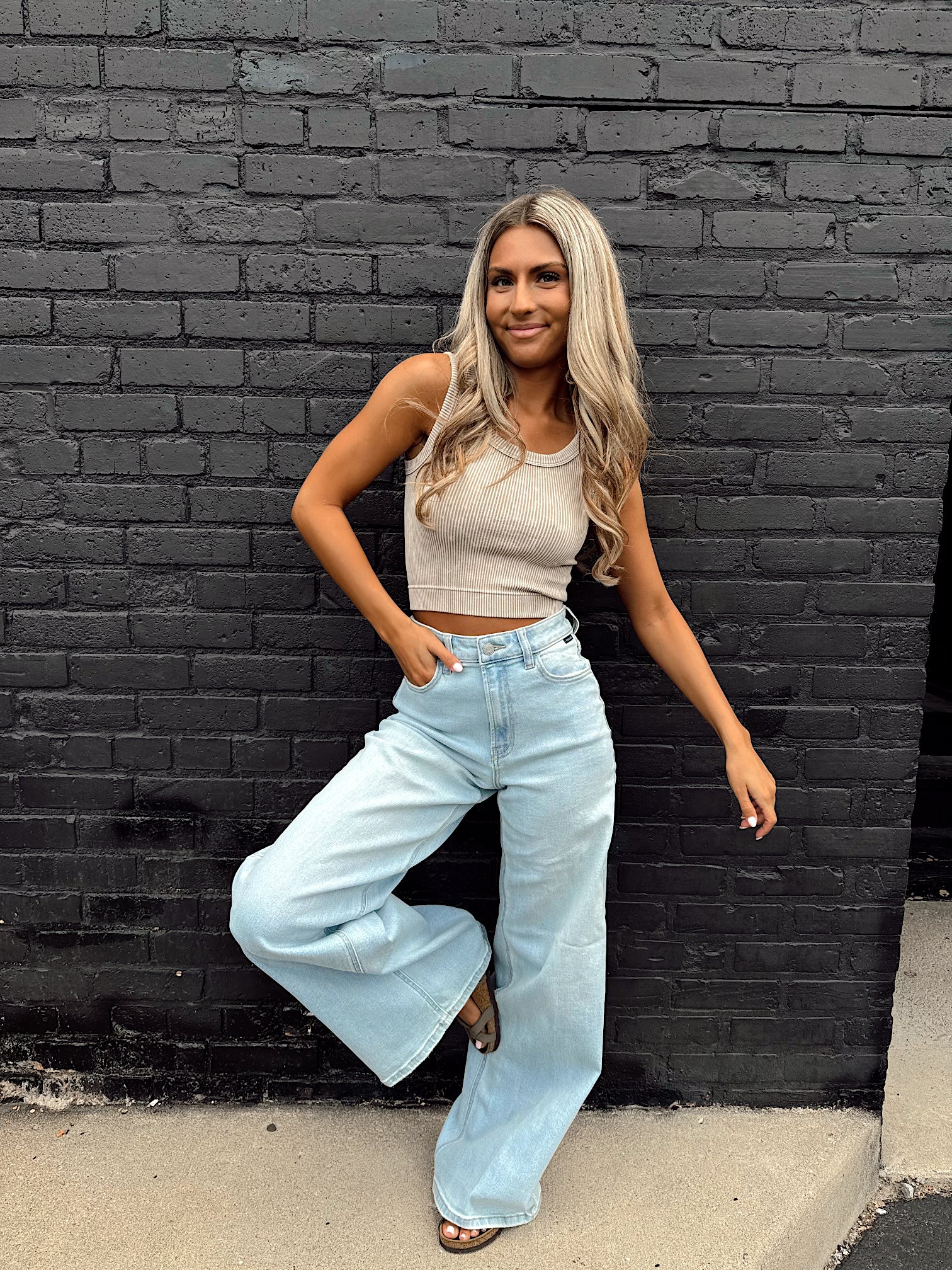 Carpe Diem Light Wash Wide Leg Jeans