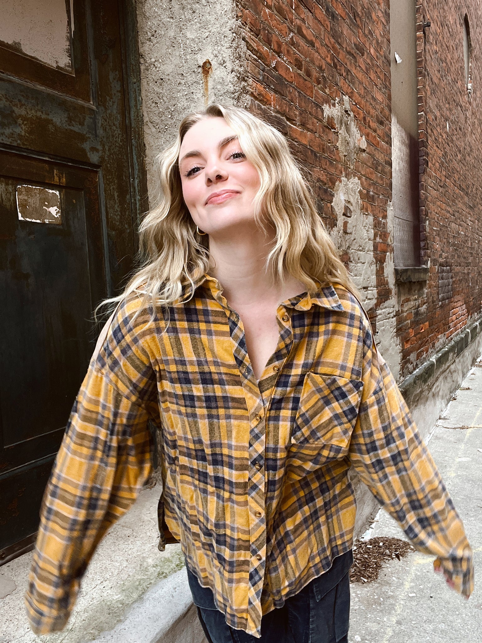 FINAL SALE Fall Vibes Mustard Plaid Flannel
