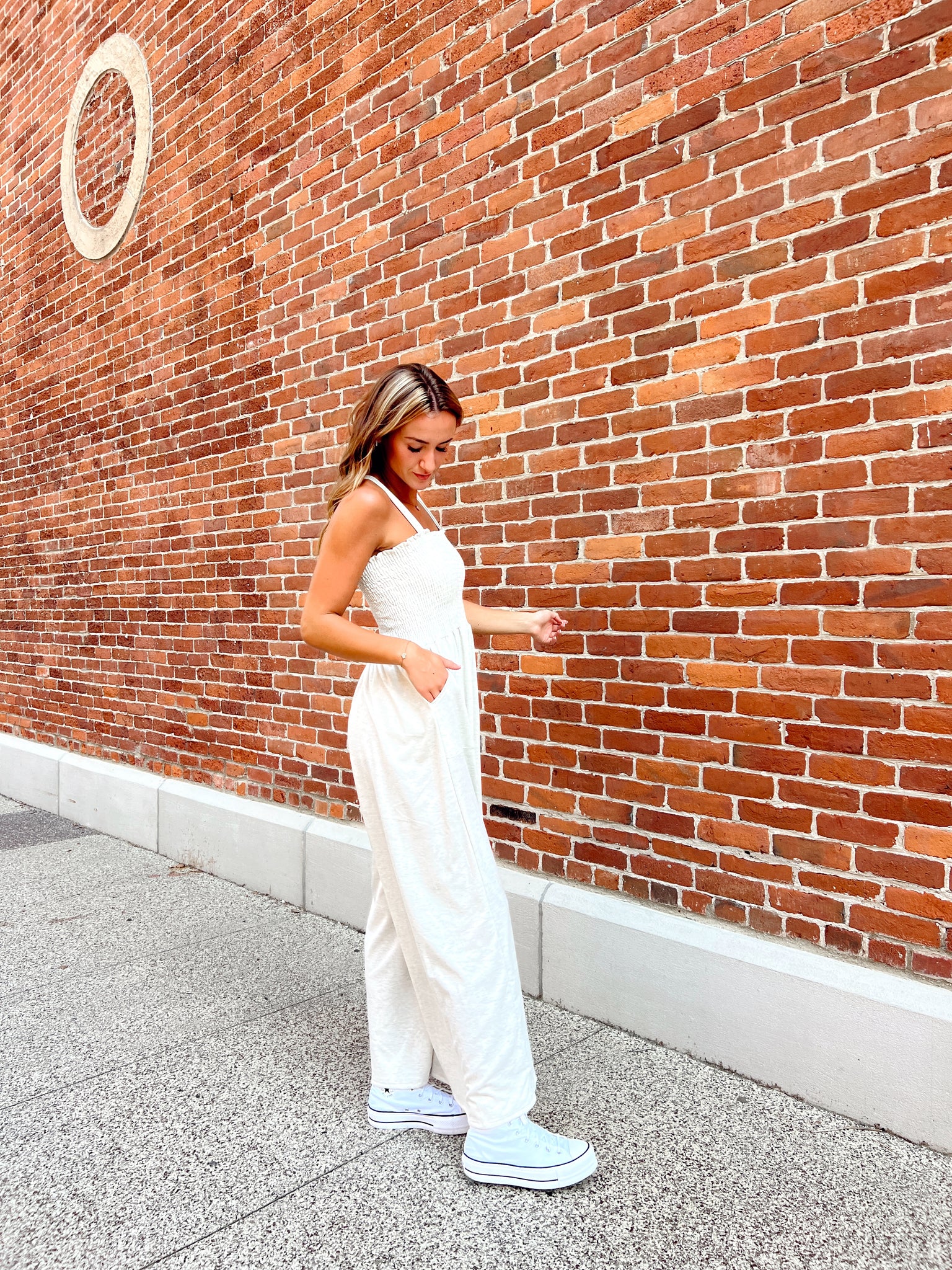 Keepin' On Oatmeal Jumpsuit