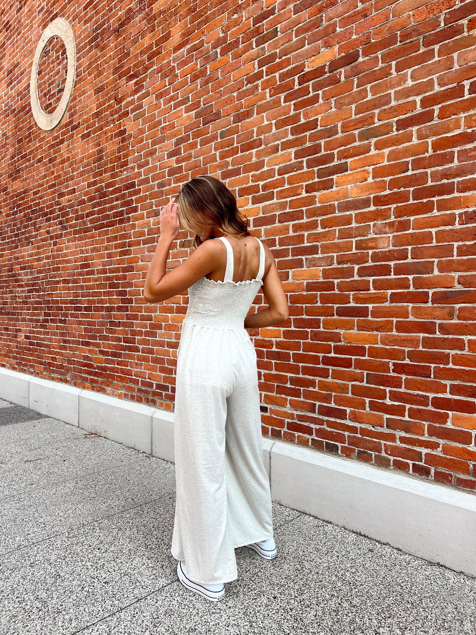 Keepin' On Oatmeal Jumpsuit