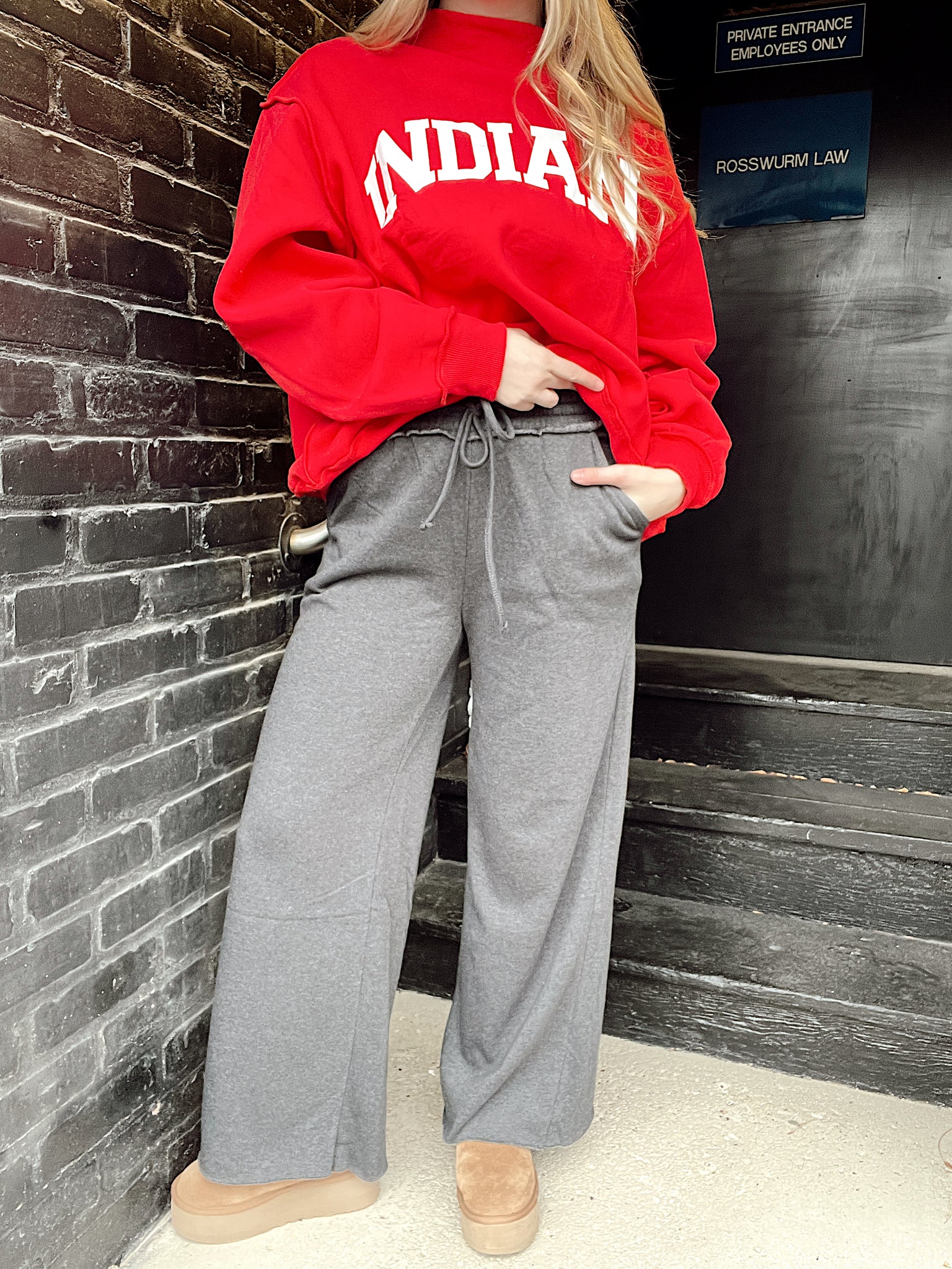Call Me By Your Name Wide Leg Sweats Charcoal