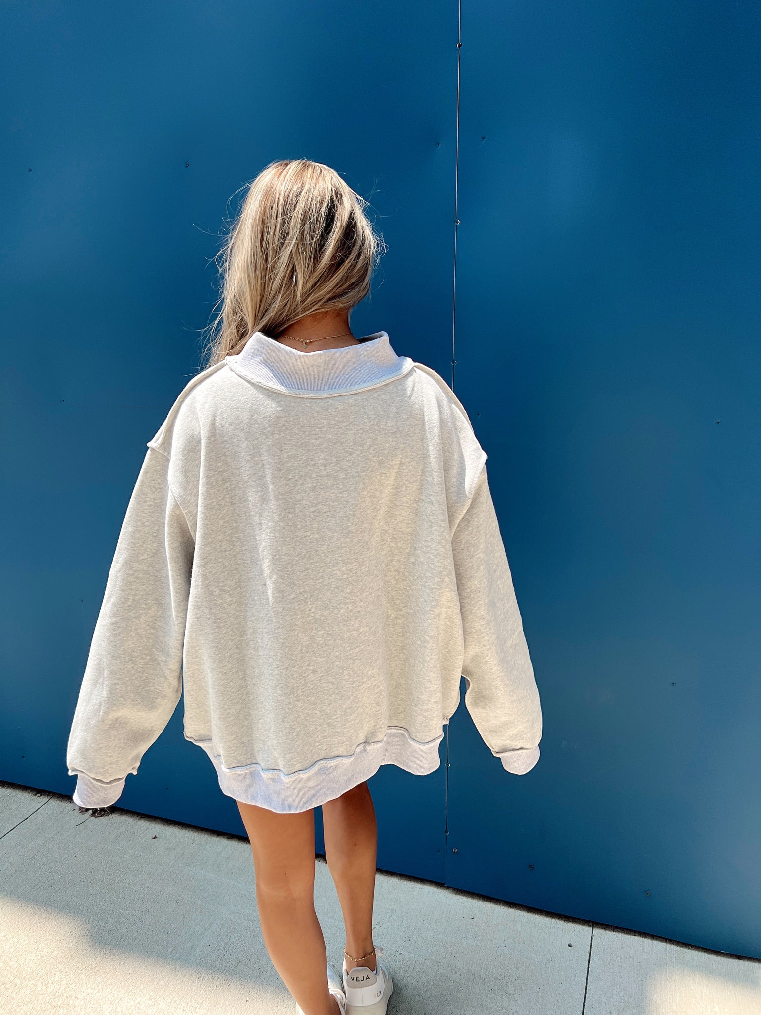 Indiana Mock Neck Heather Grey Sweatshirt