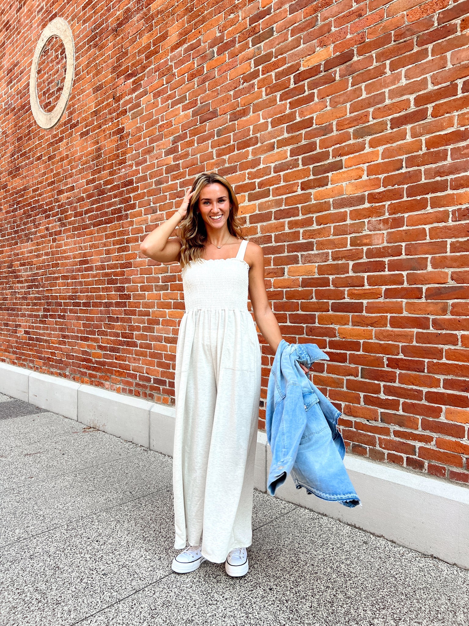 Keepin' On Oatmeal Jumpsuit