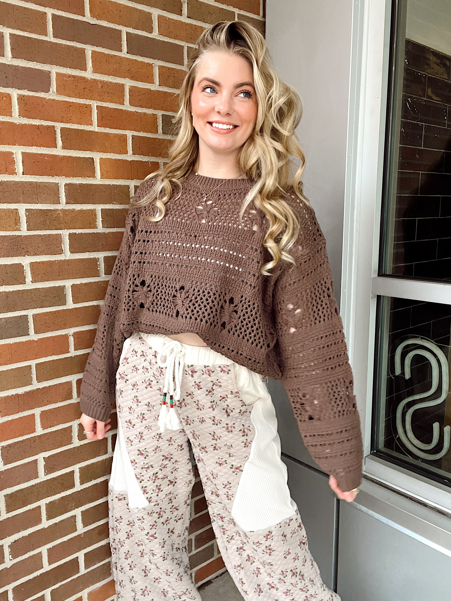Madison Open Weave Mocha Sweater