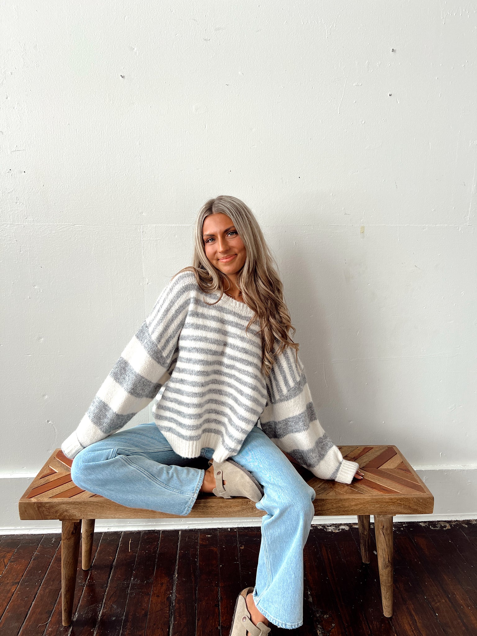 Story Of Us Slate Striped Sweater