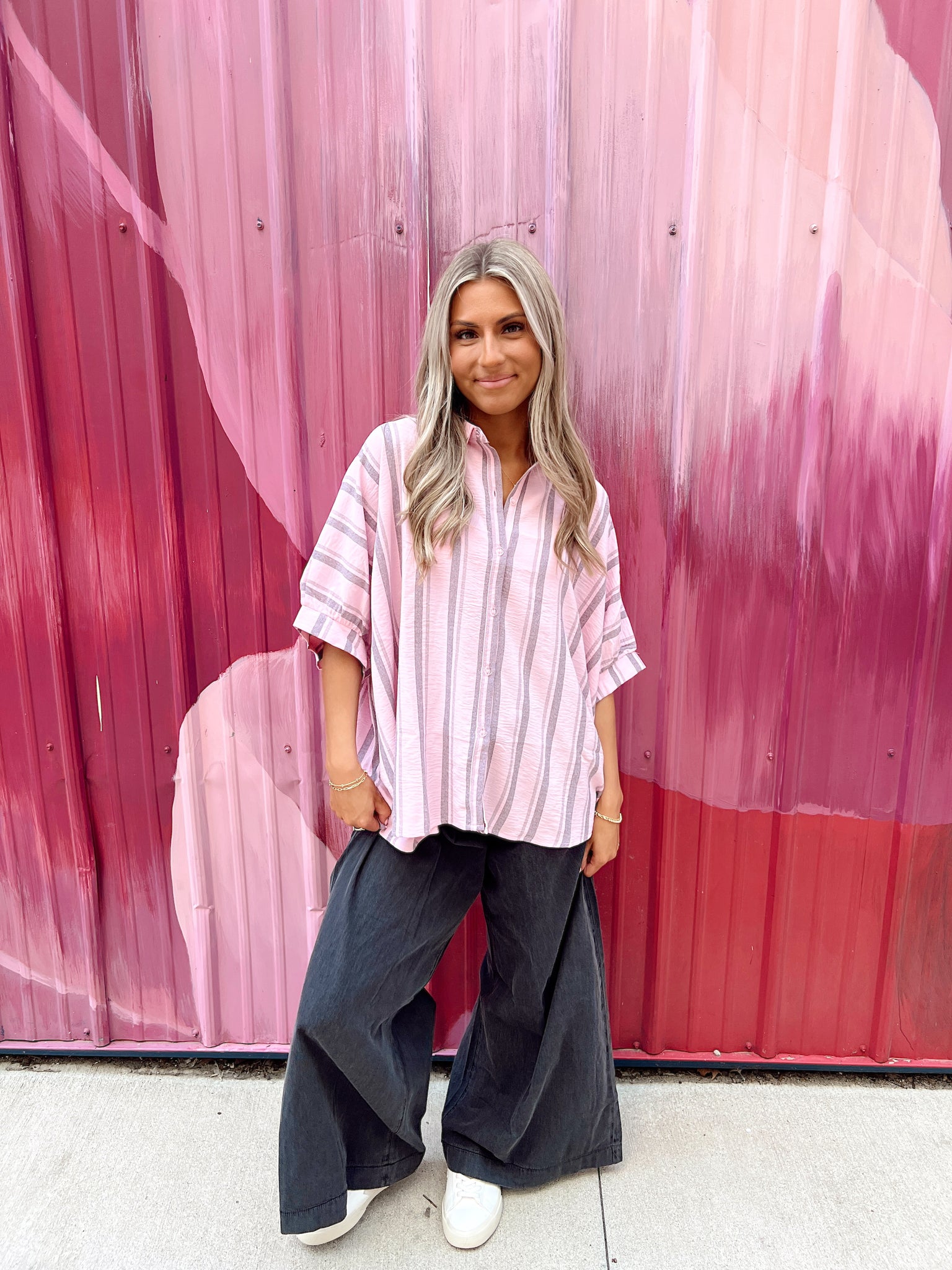 Sunset Stroll Pink Button Up