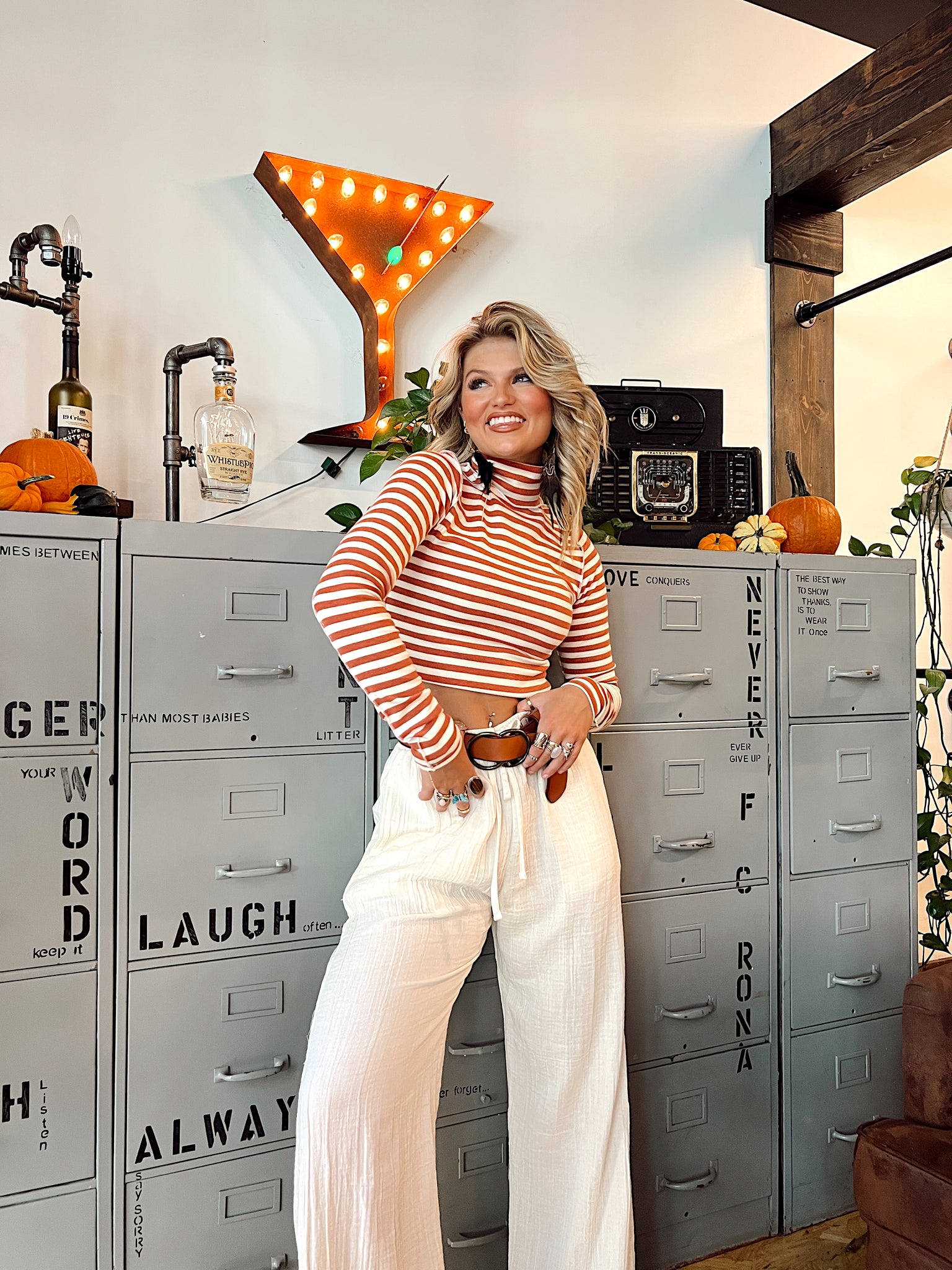 Classic Cozy Striped Turtleneck Top