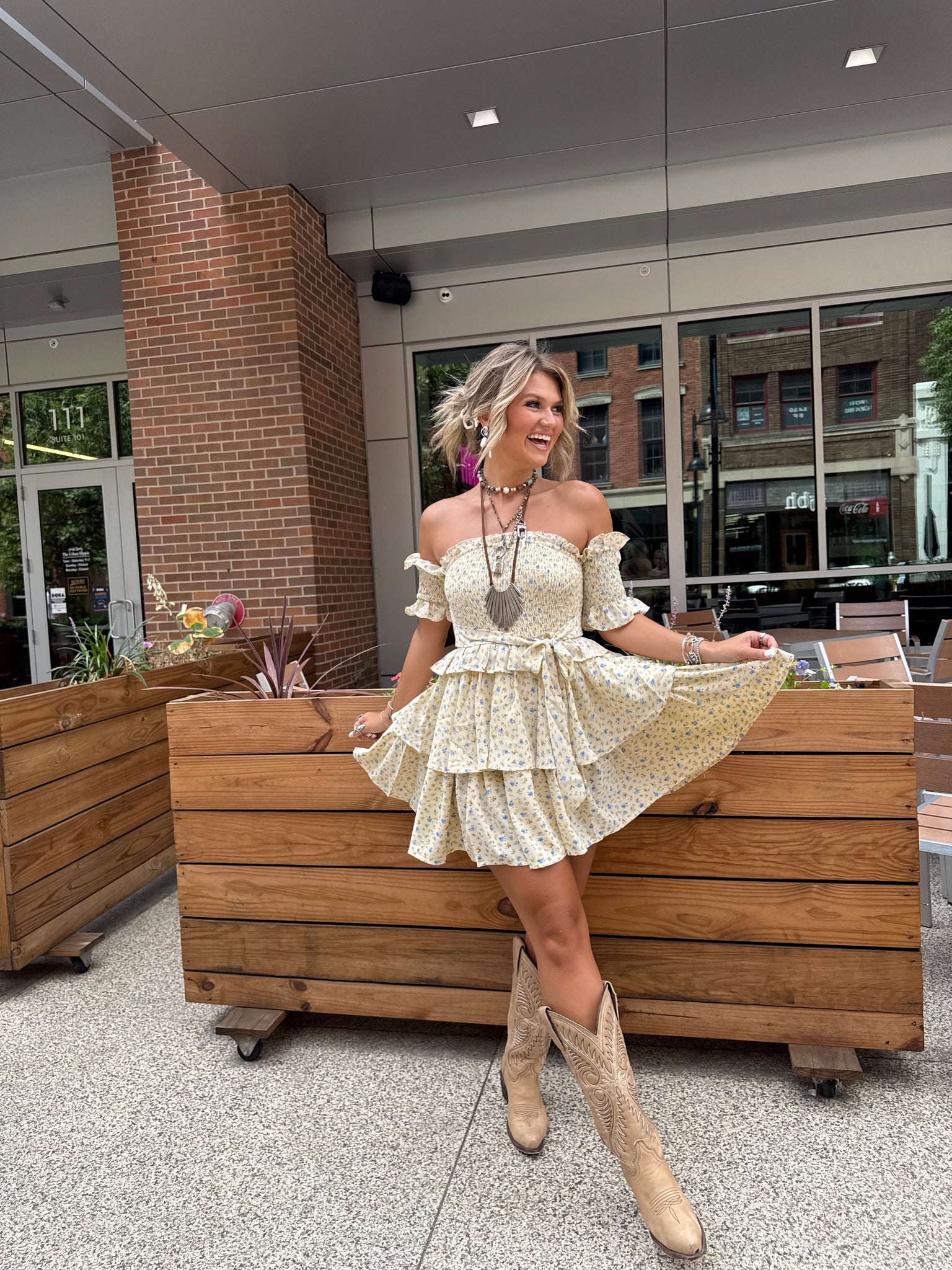 Lilah Pale Yellow Floral Dress
