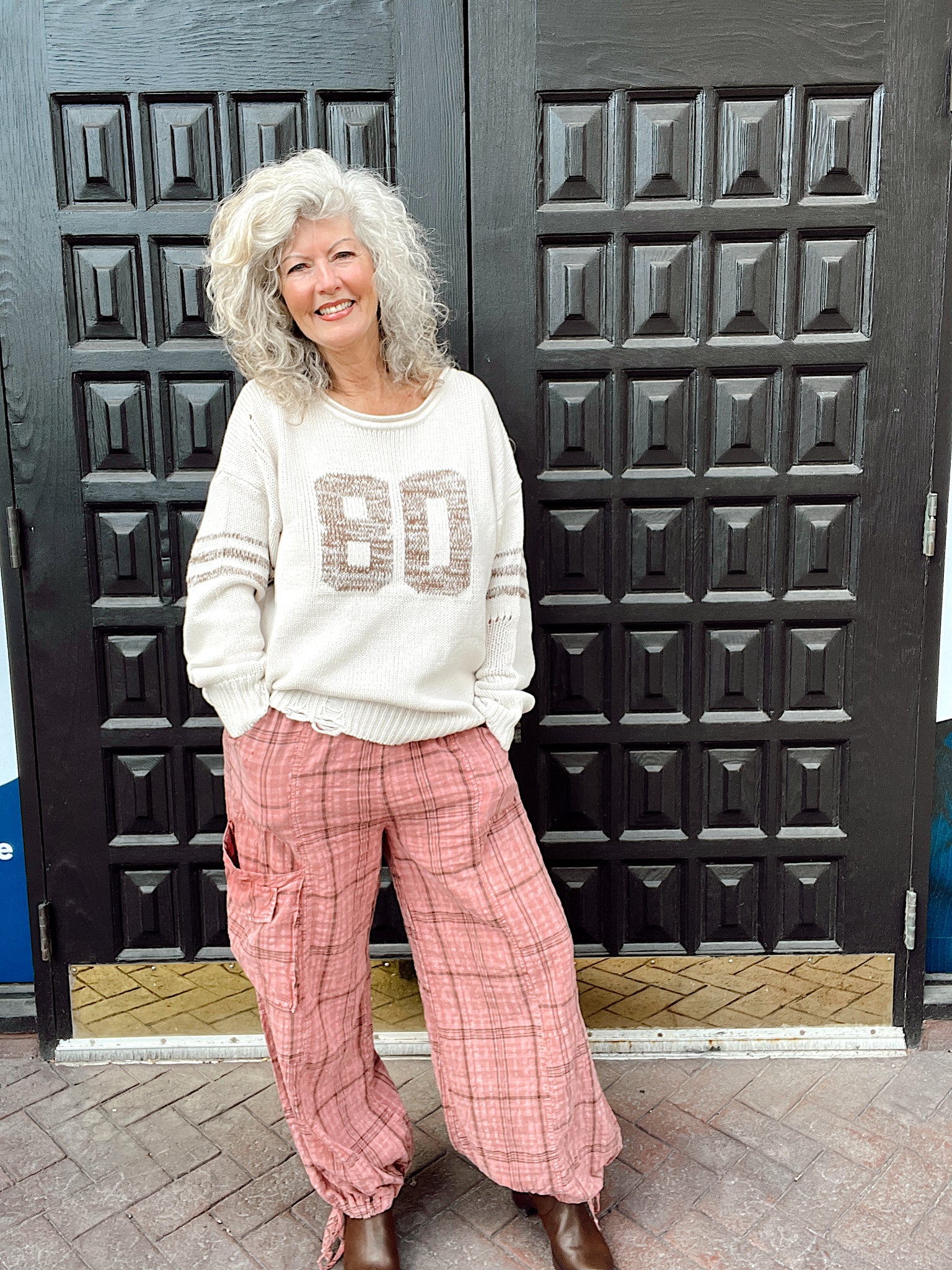 Football Season Cream Distressed Sweater