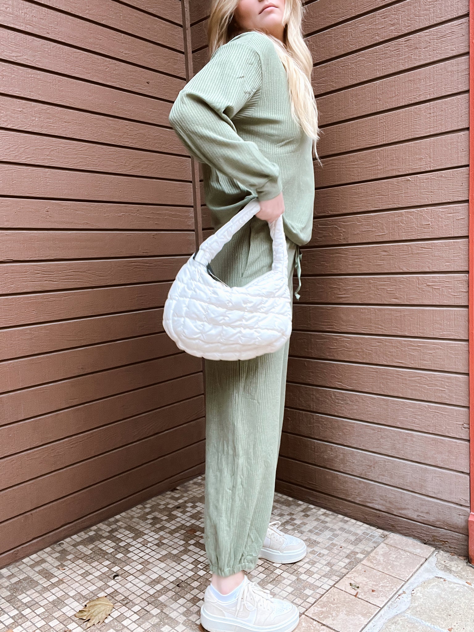 Lainey Olive Waffle Knit Joggers