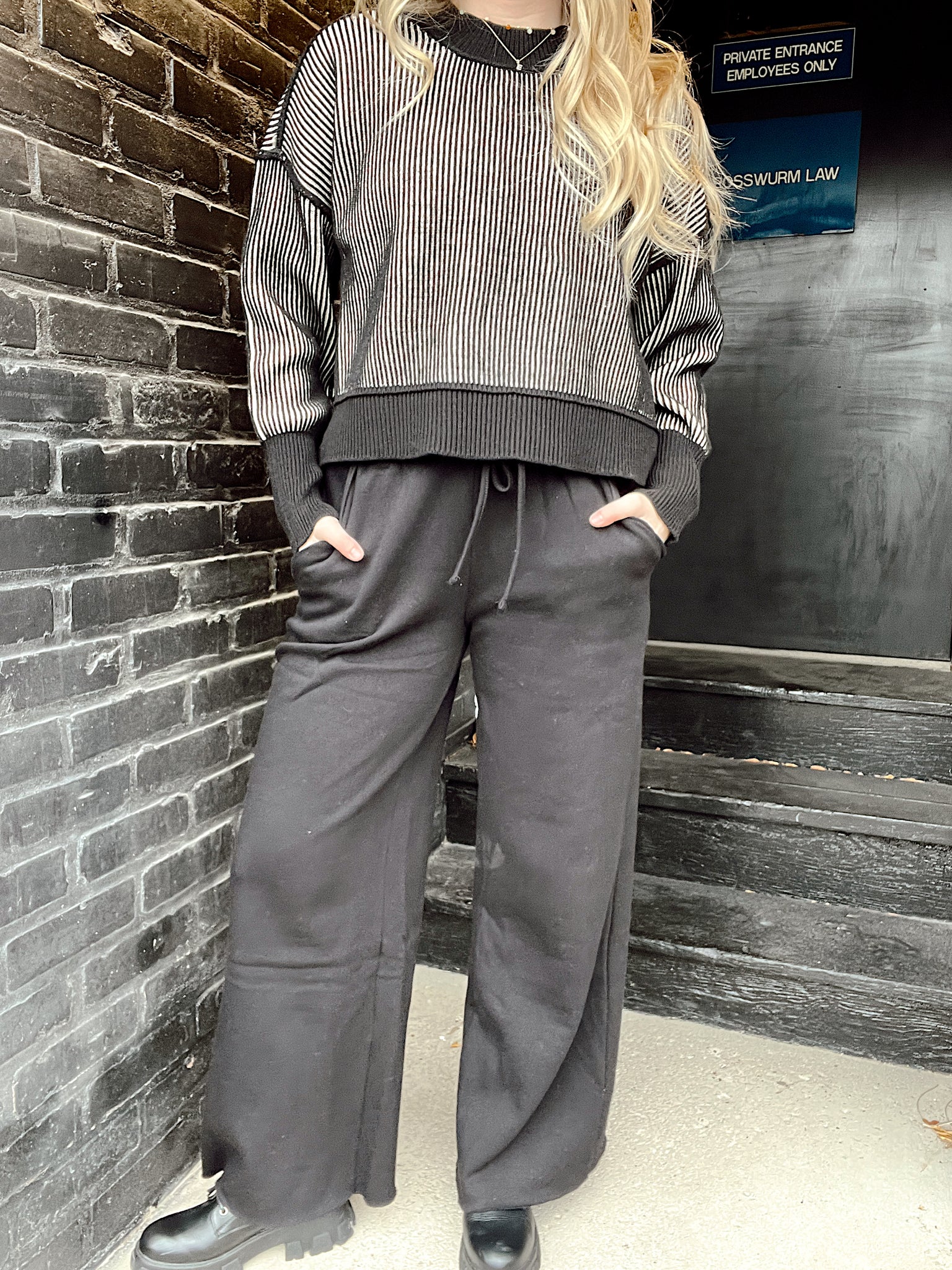 Call Me By Your Name Wide Leg Sweats Black