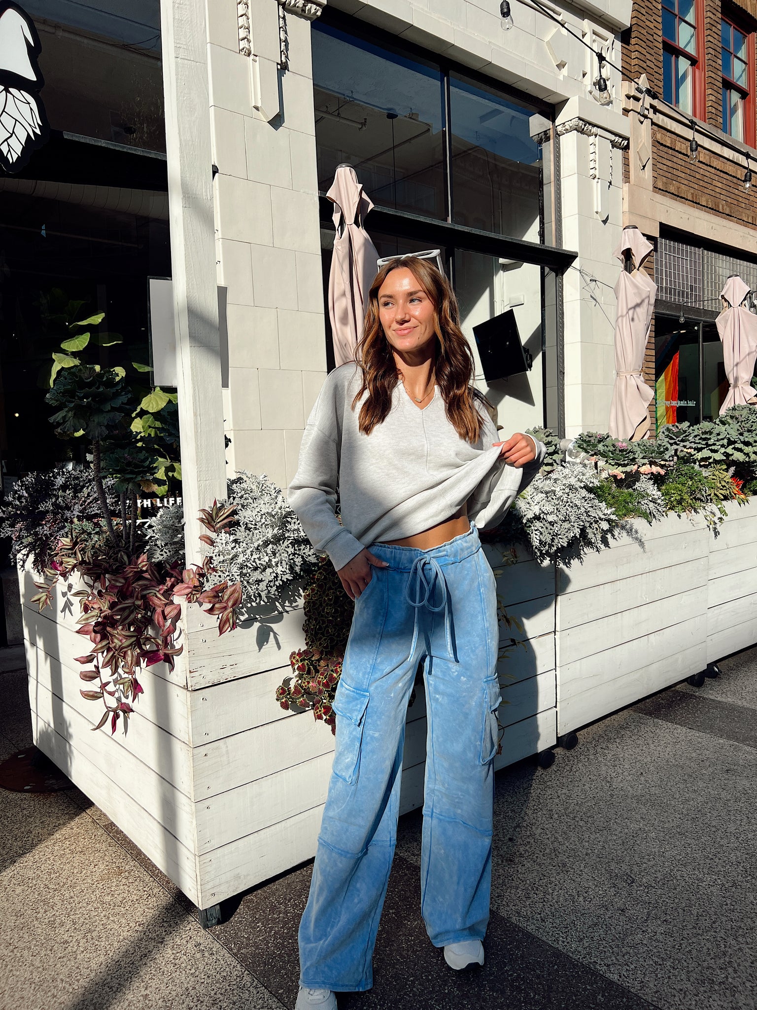 Live Simply Sky Cargo Sweatpants