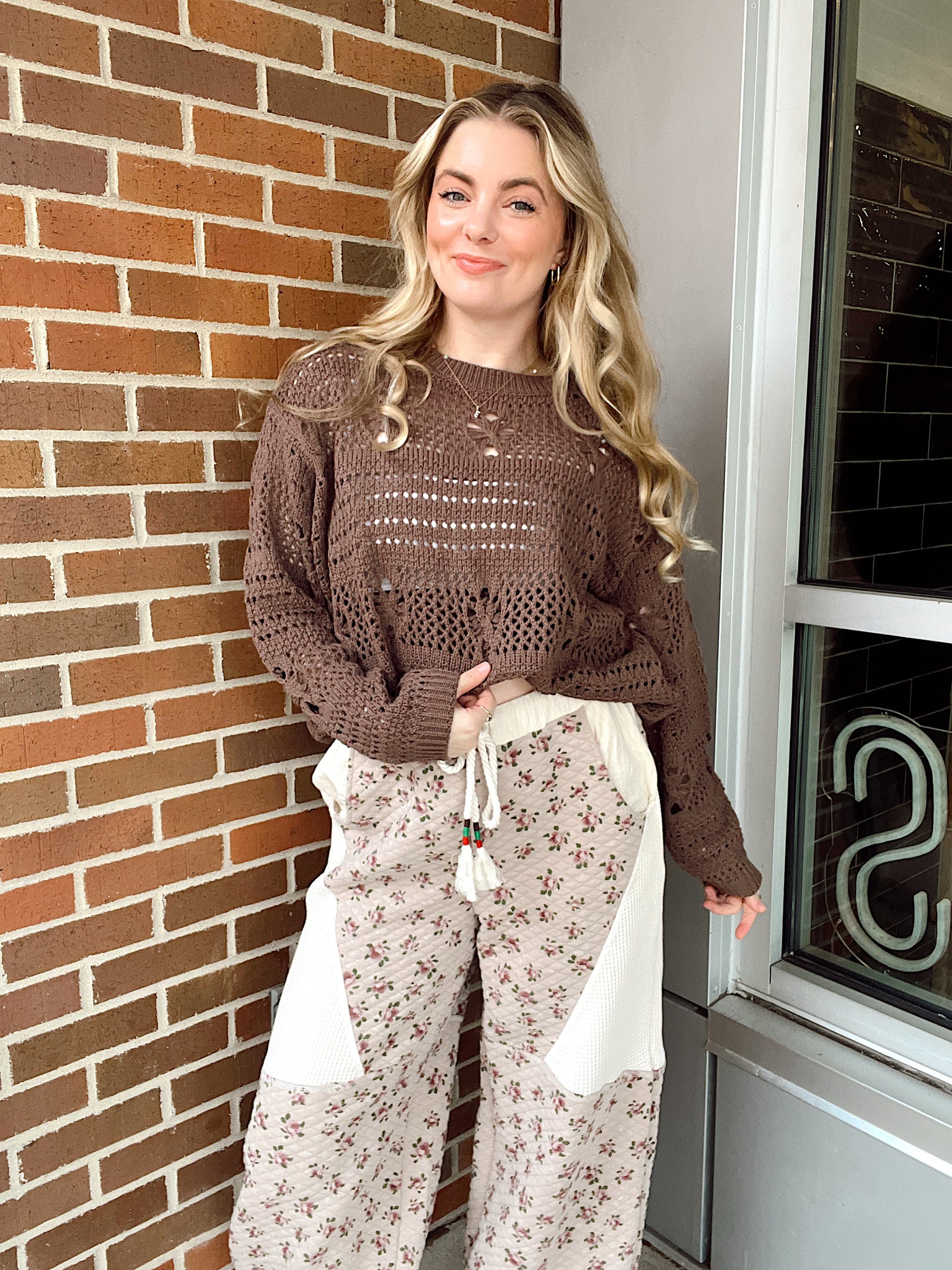 Madison Open Weave Mocha Sweater