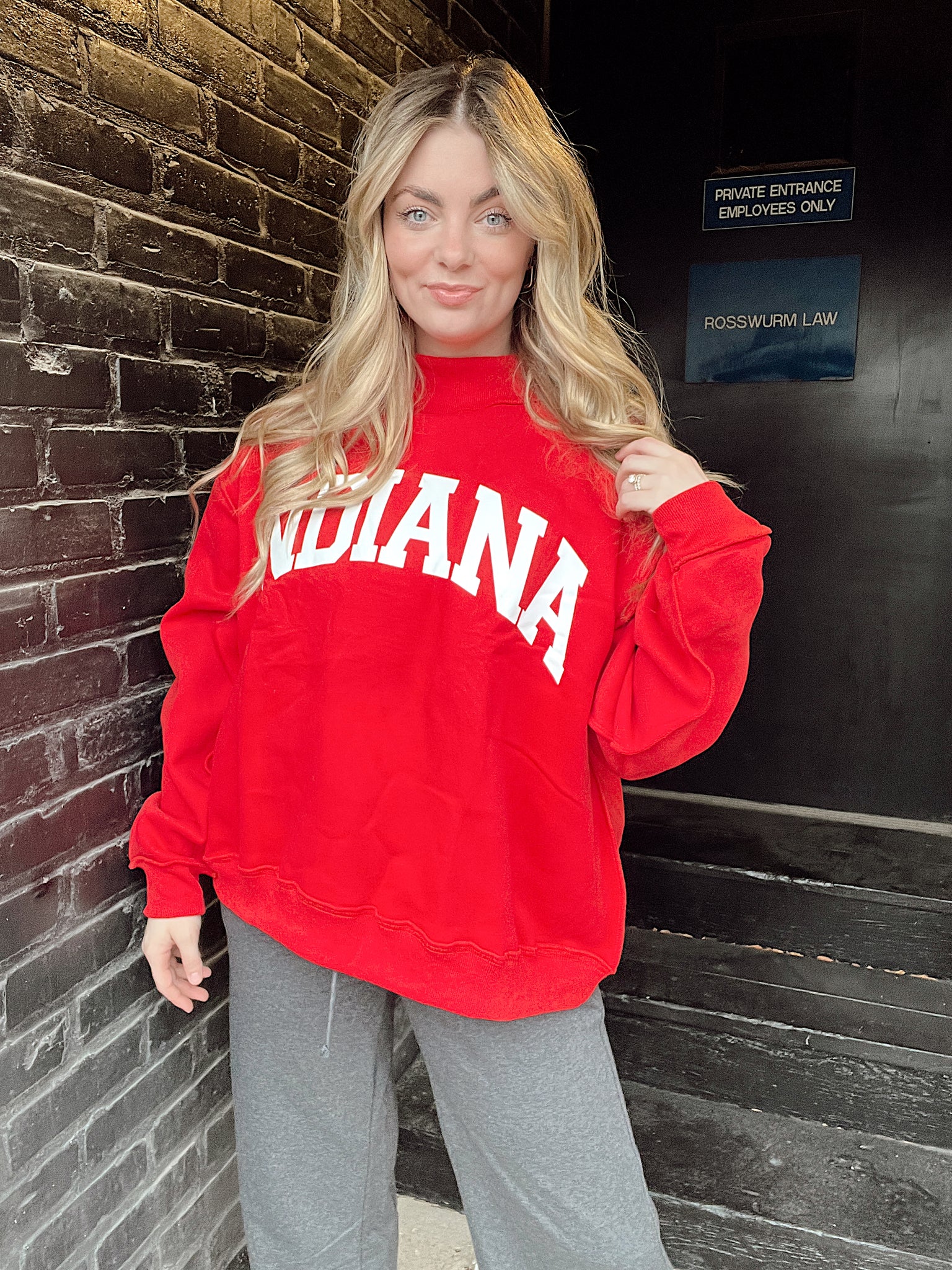 Indiana Mock Neck Crimson Red Sweatshirt