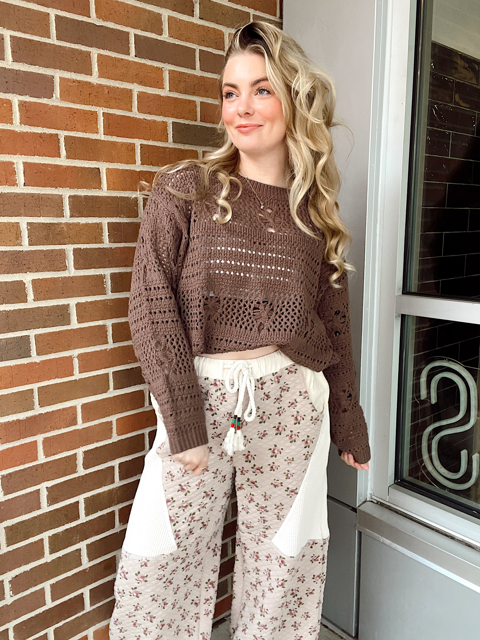 Madison Open Weave Mocha Sweater
