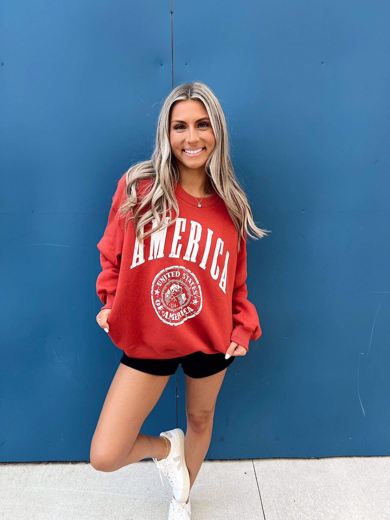 All American Classic Red Crewneck
