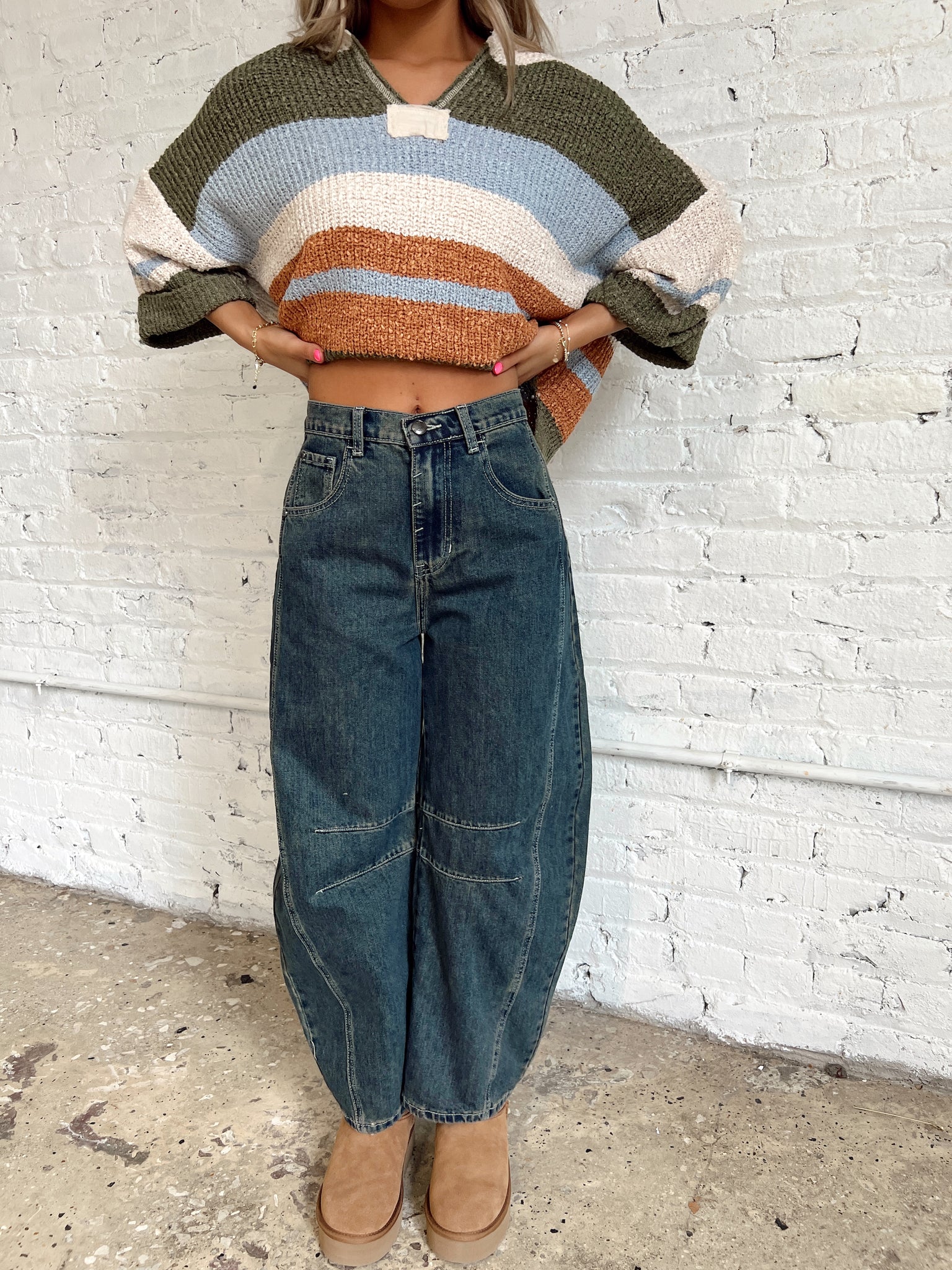 Jayde Dark Wash Barrel Jeans