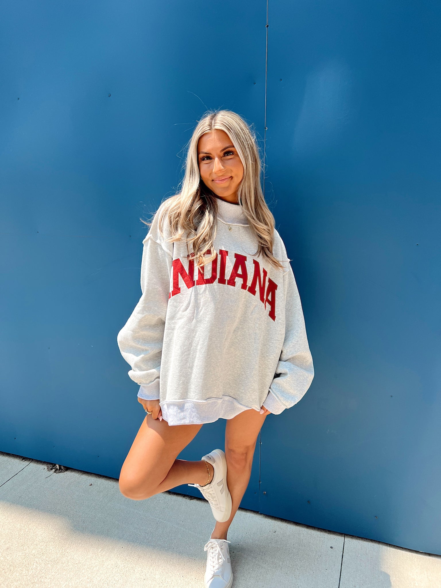 Indiana Mock Neck Heather Grey Sweatshirt