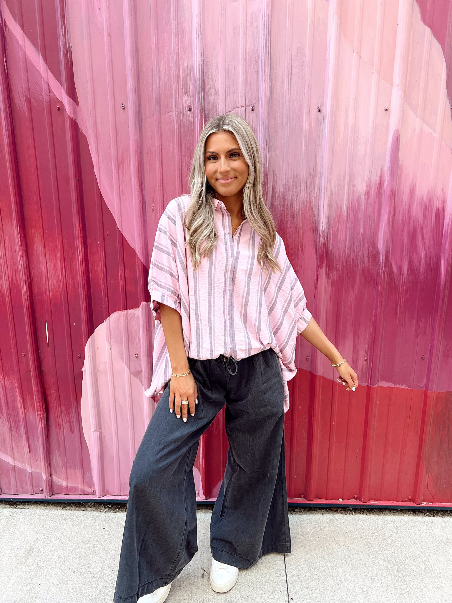 Sunset Stroll Pink Button Up