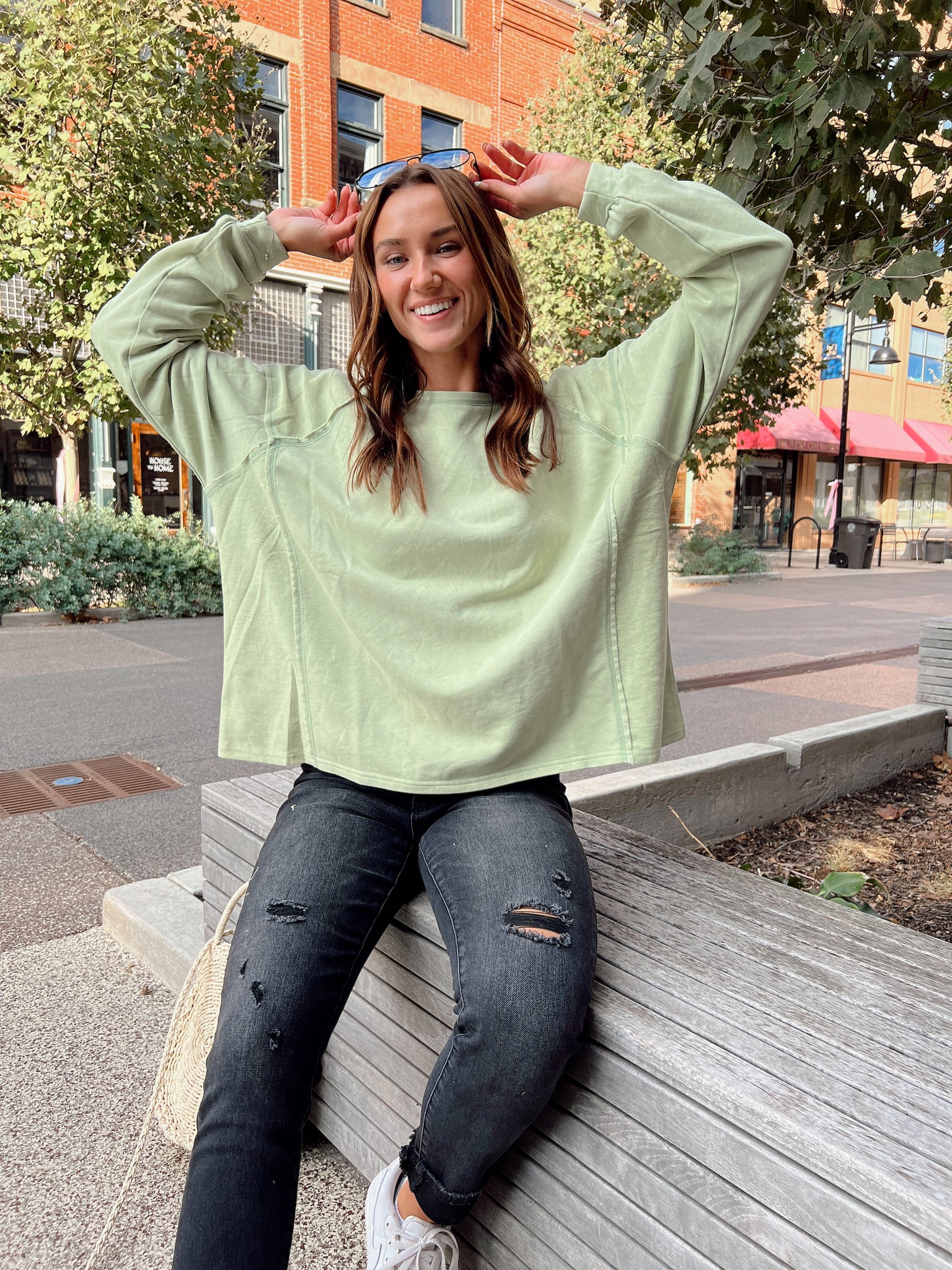Alisa Faded Sage Sweatshirt