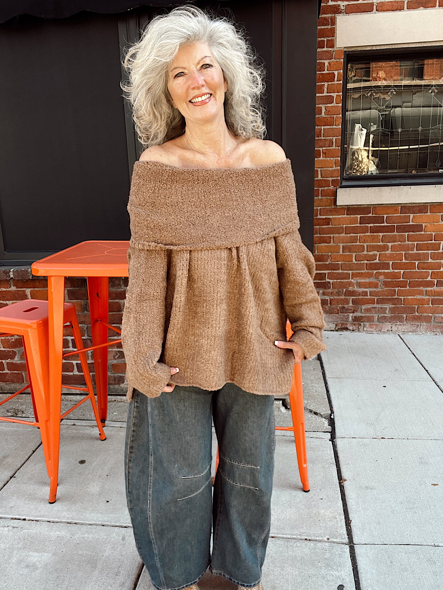 Canyon Moon Slouchy Cowl-Neck Sweater