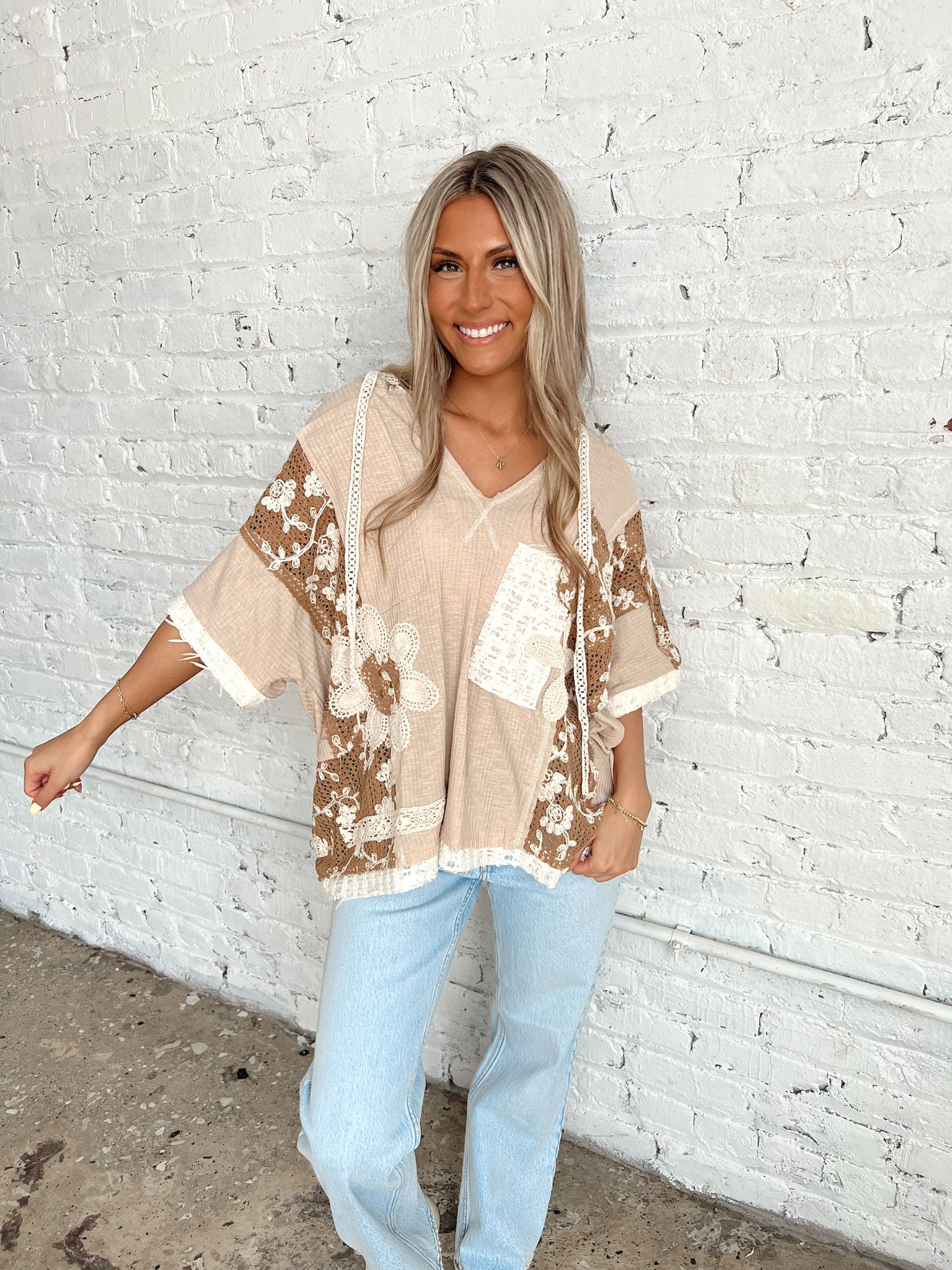 Petals and Lace Hooded Top