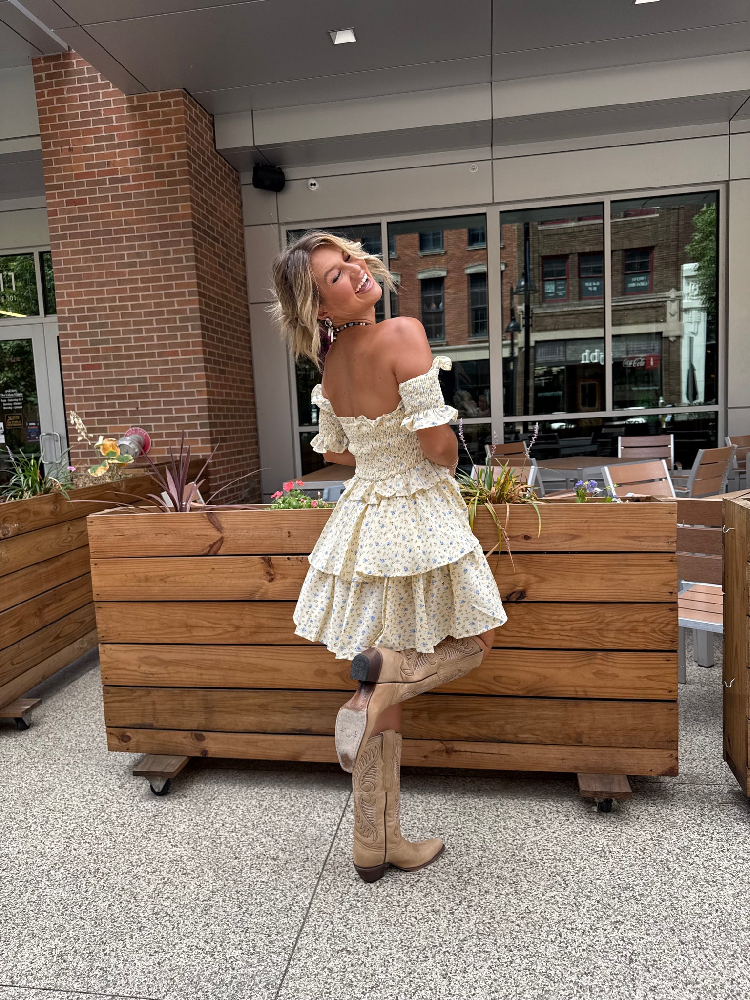 Lilah Pale Yellow Floral Dress