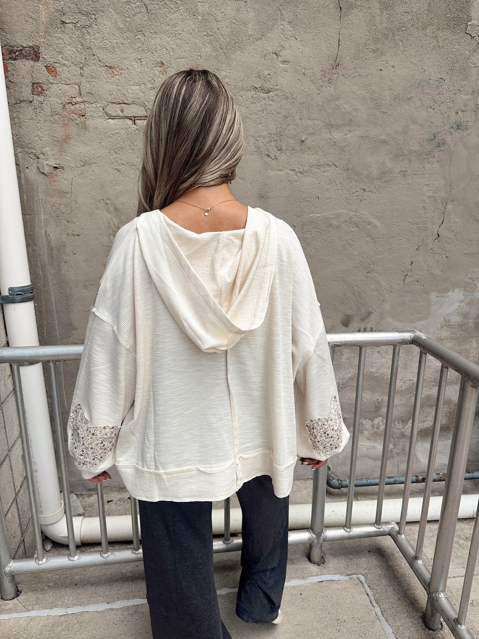 Peace Patchwork Cream Hoodie
