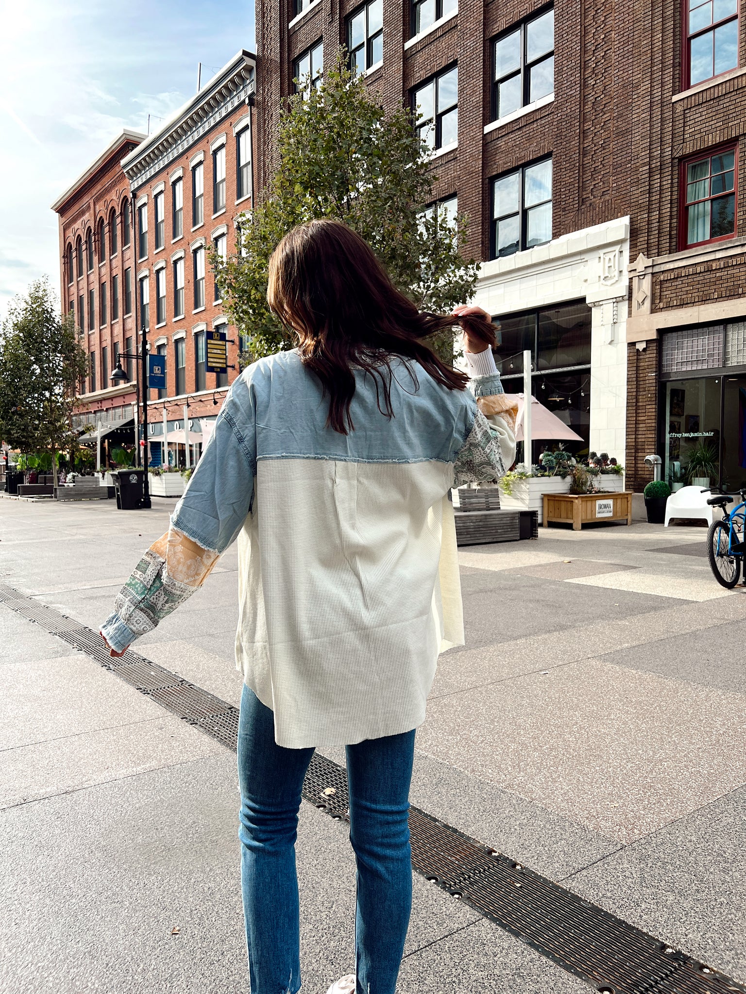 Somethin Bout You Ivory Patchwork Shacket