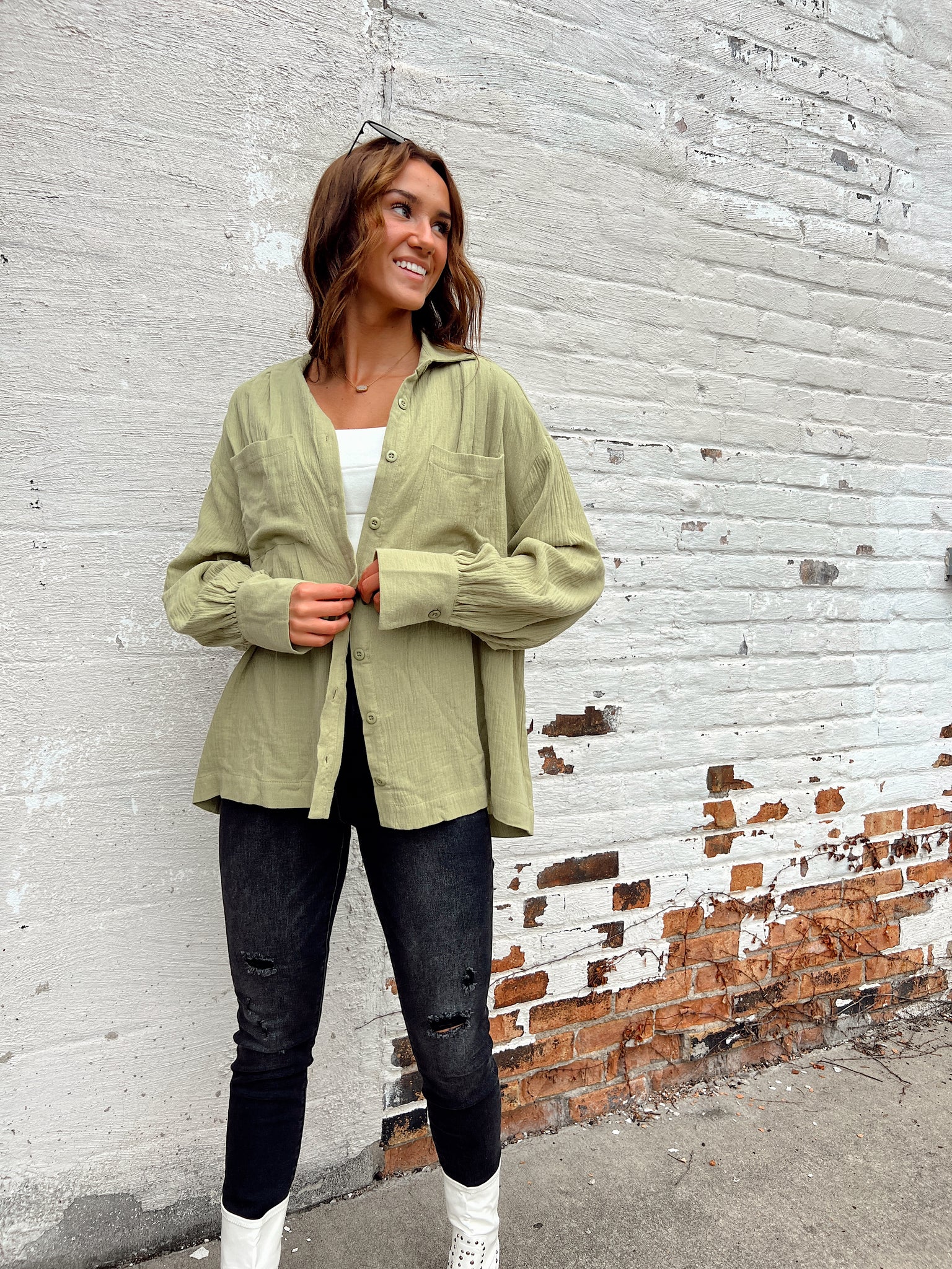 FINAL SALE- End Game Lime Button Up