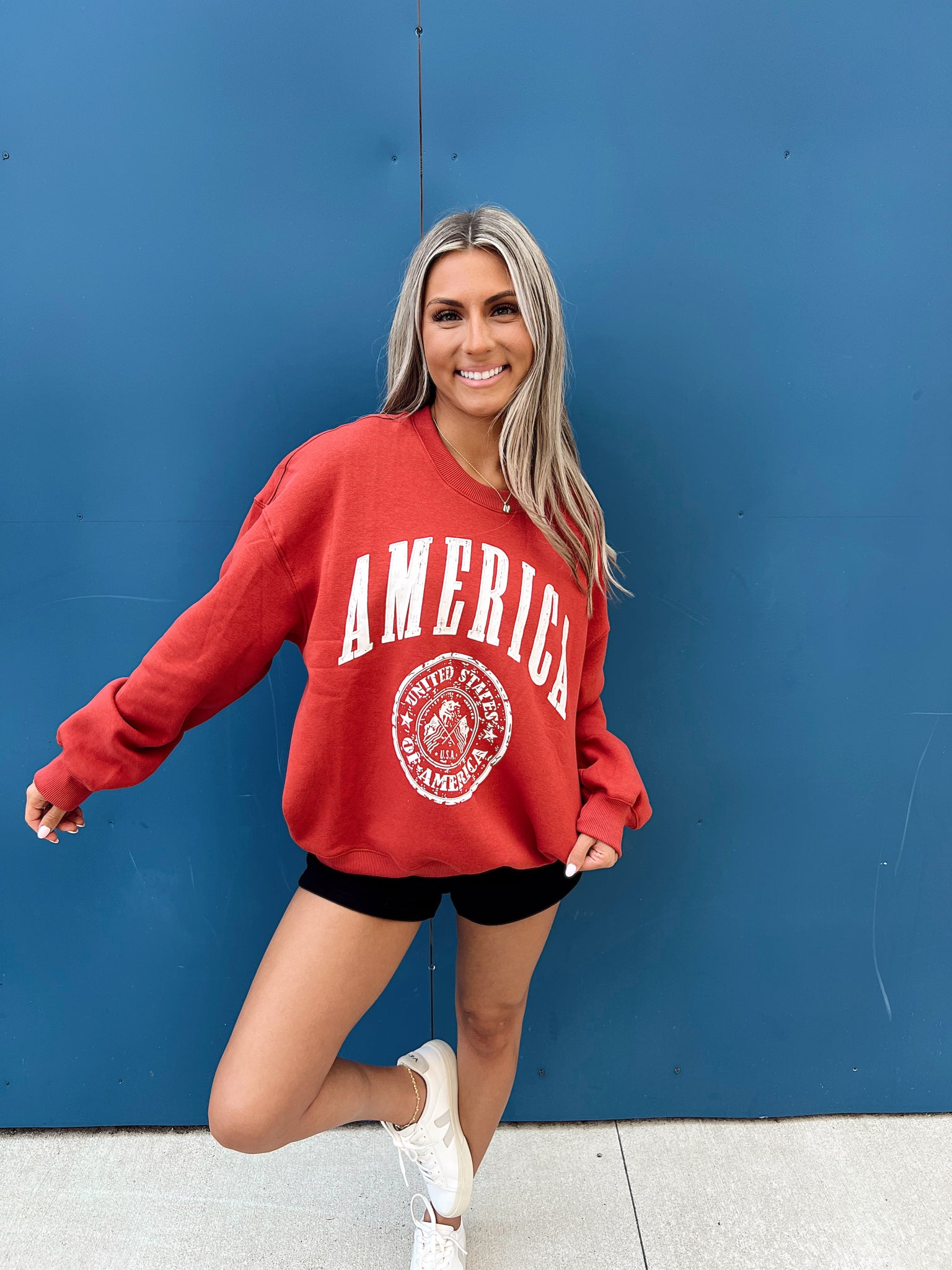 All American Classic Red Crewneck