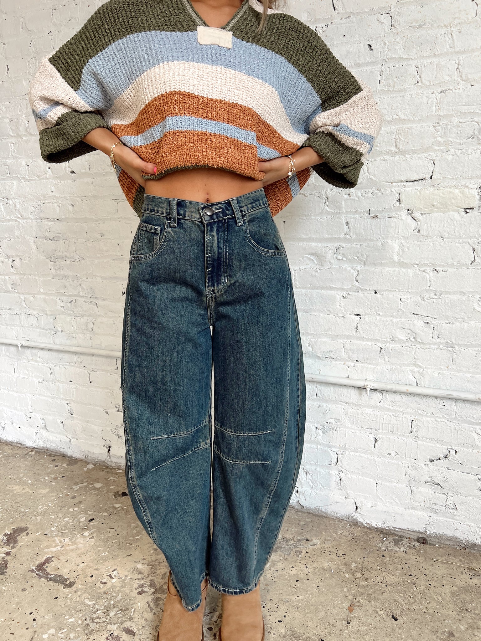 Jayde Dark Wash Barrel Jeans