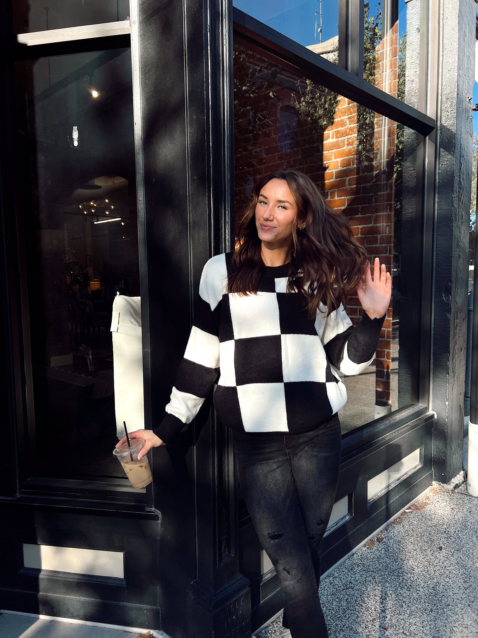 Knox Black Checkered Sweater