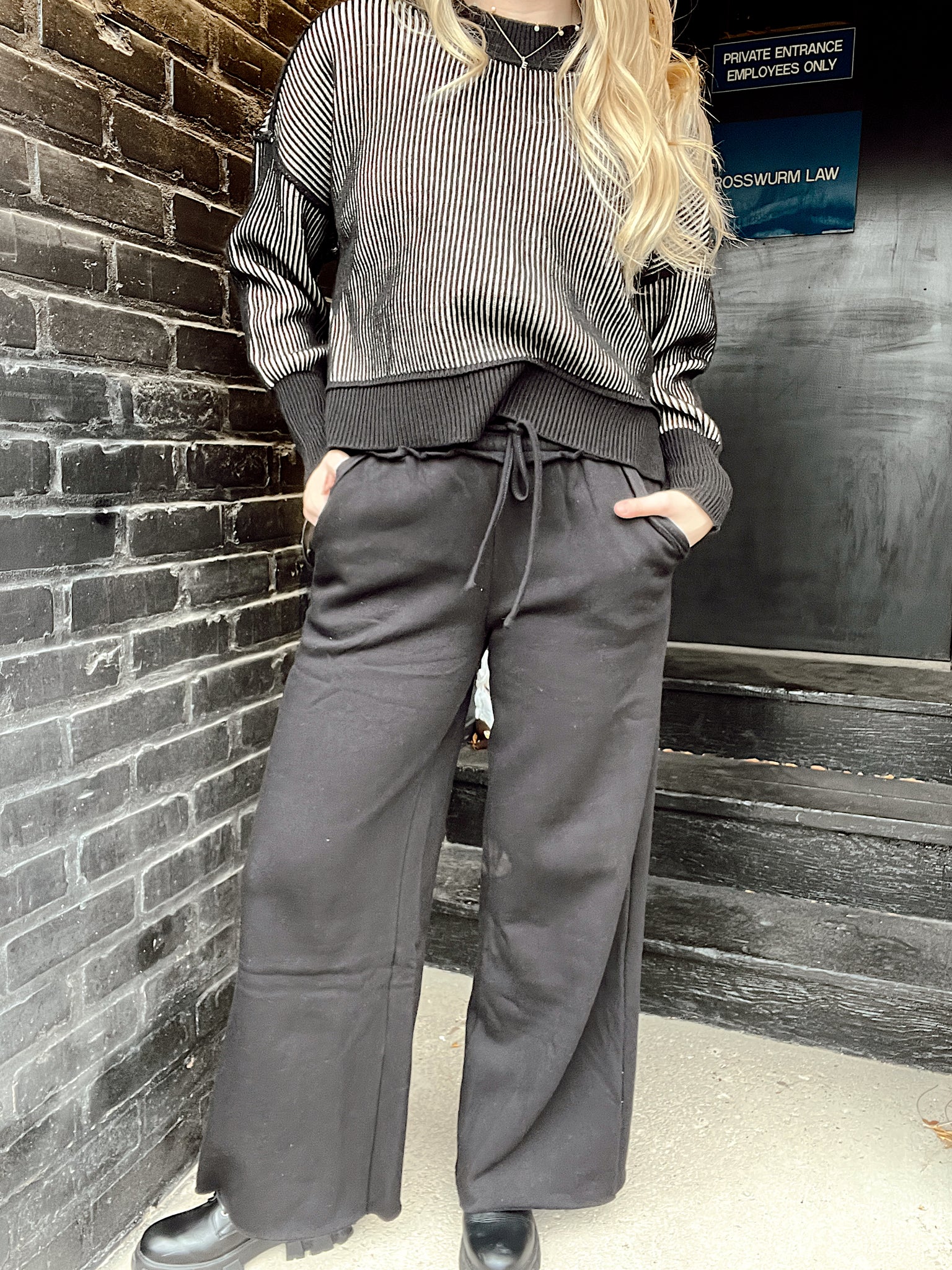 Call Me By Your Name Wide Leg Sweats Black